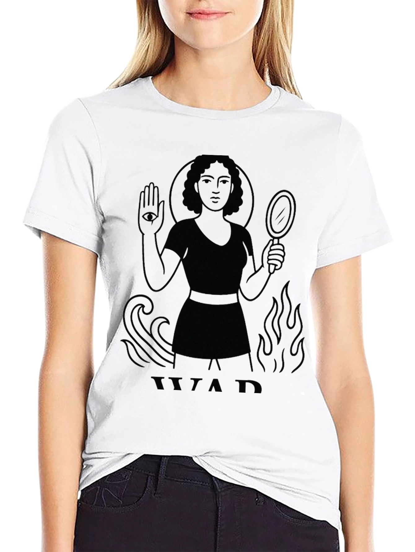 Occult Goddess Graphic Tee - Unisex Black Cotton T-Shirt