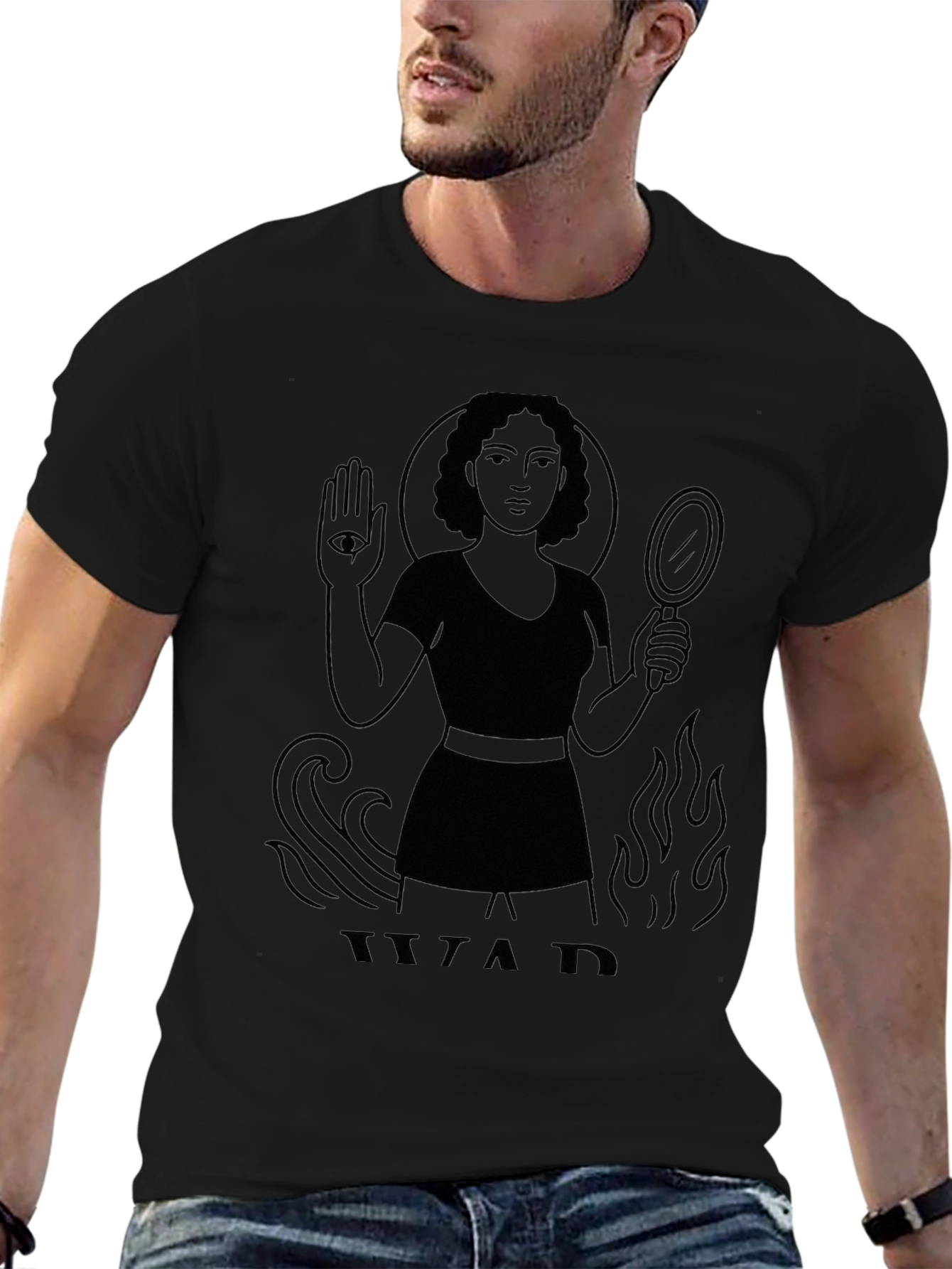 Occult Goddess Graphic Tee - Unisex Black Cotton T-Shirt