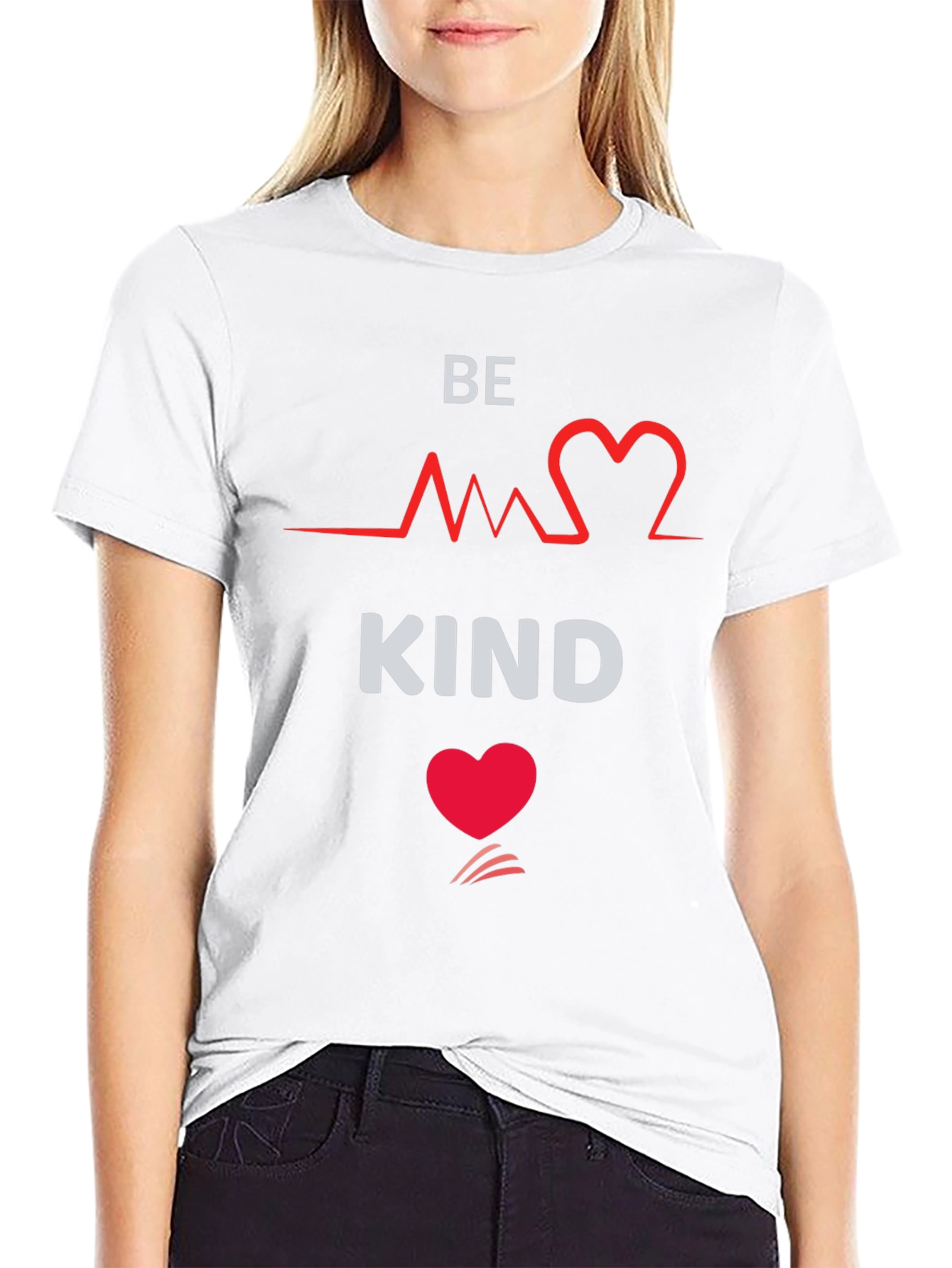 Be Kind Heartbeat Graphic Black T-Shirt