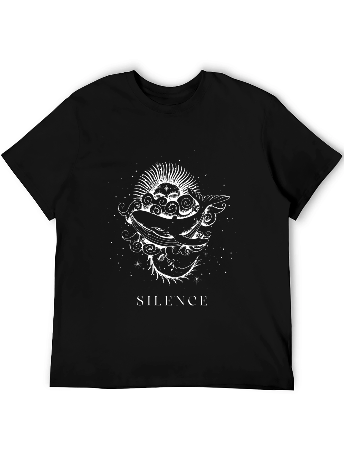 Silence Whale Graphic T-Shirt - Black