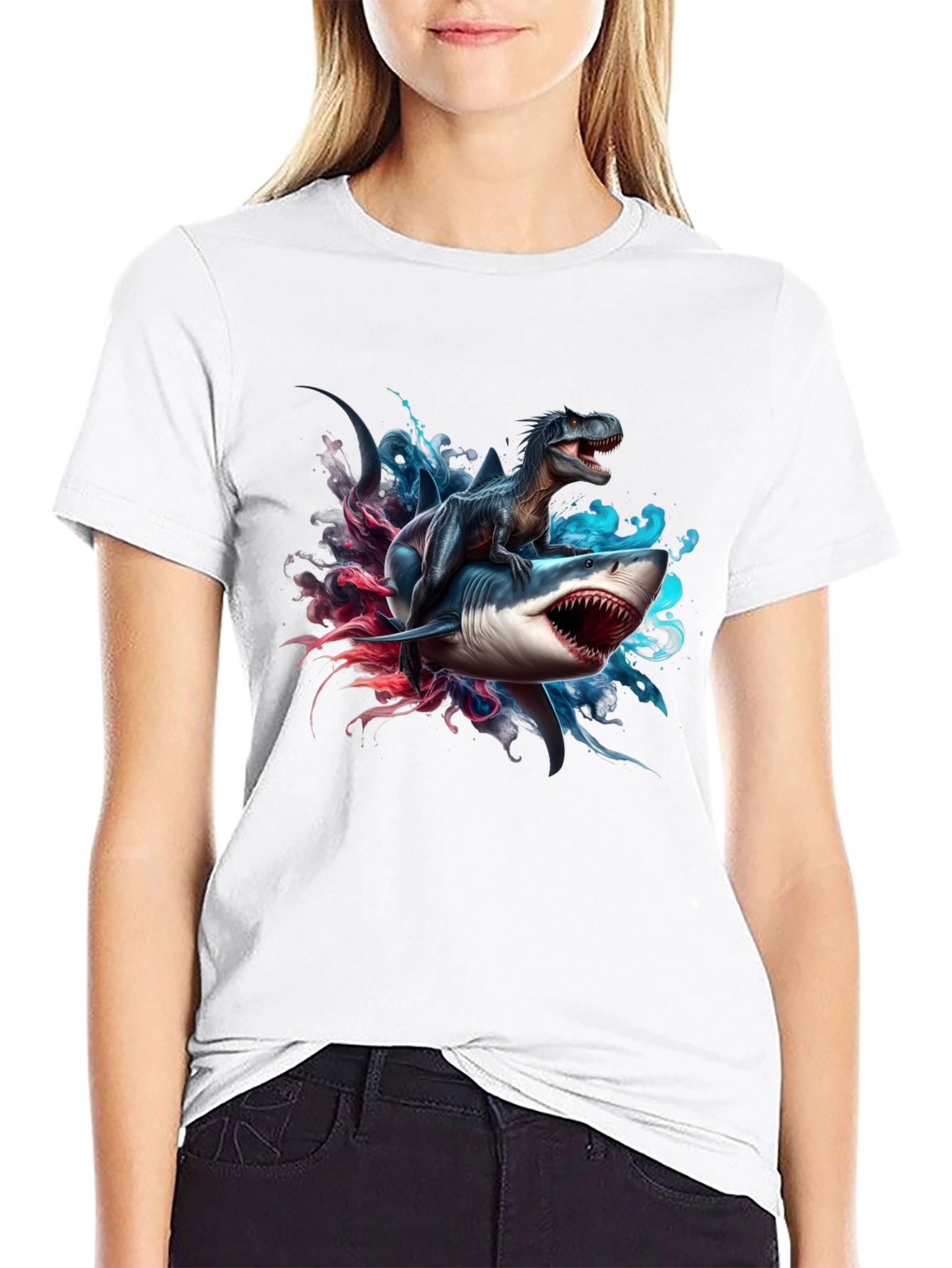 Dino Shark T-Shirt: Prehistoric Sea Ride