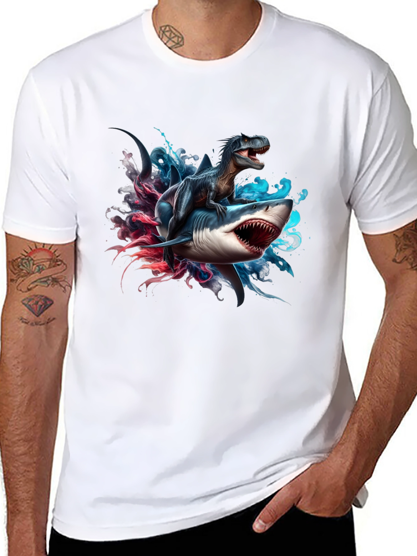 Dino Shark T-Shirt: Prehistoric Sea Ride