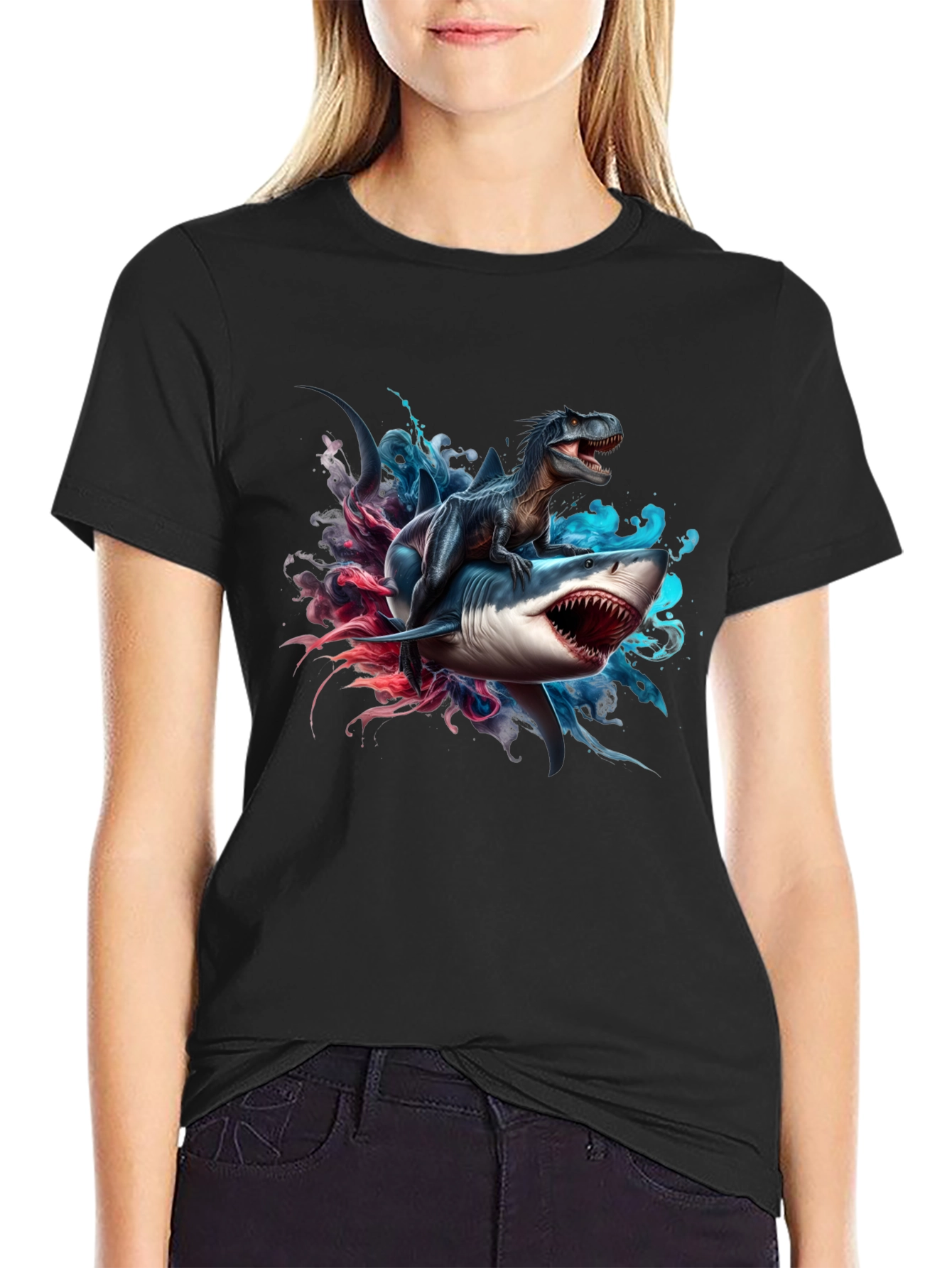 Dino Shark T-Shirt: Prehistoric Sea Ride