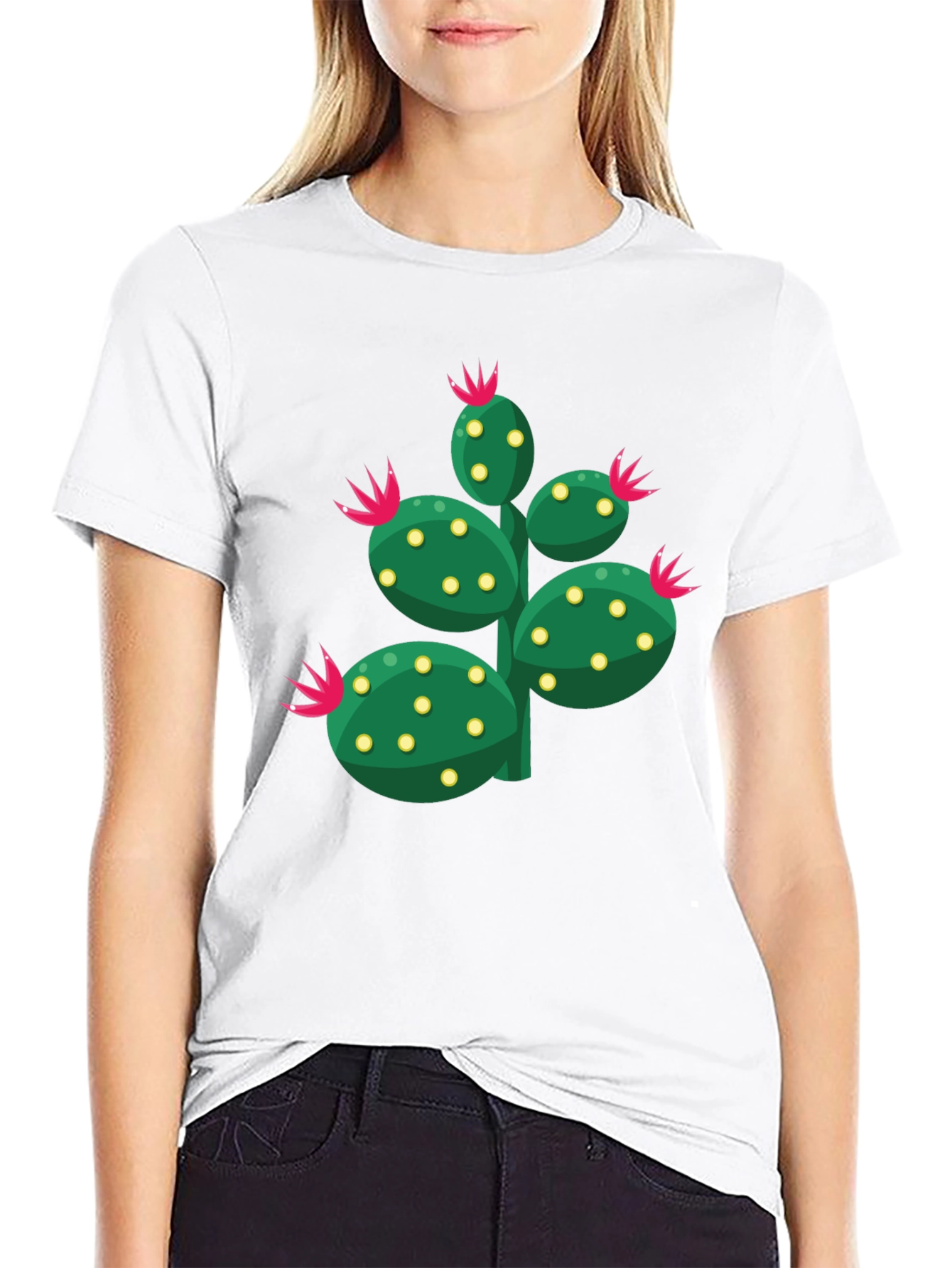 Cactus Graphic Print Crew Neck T-Shirt