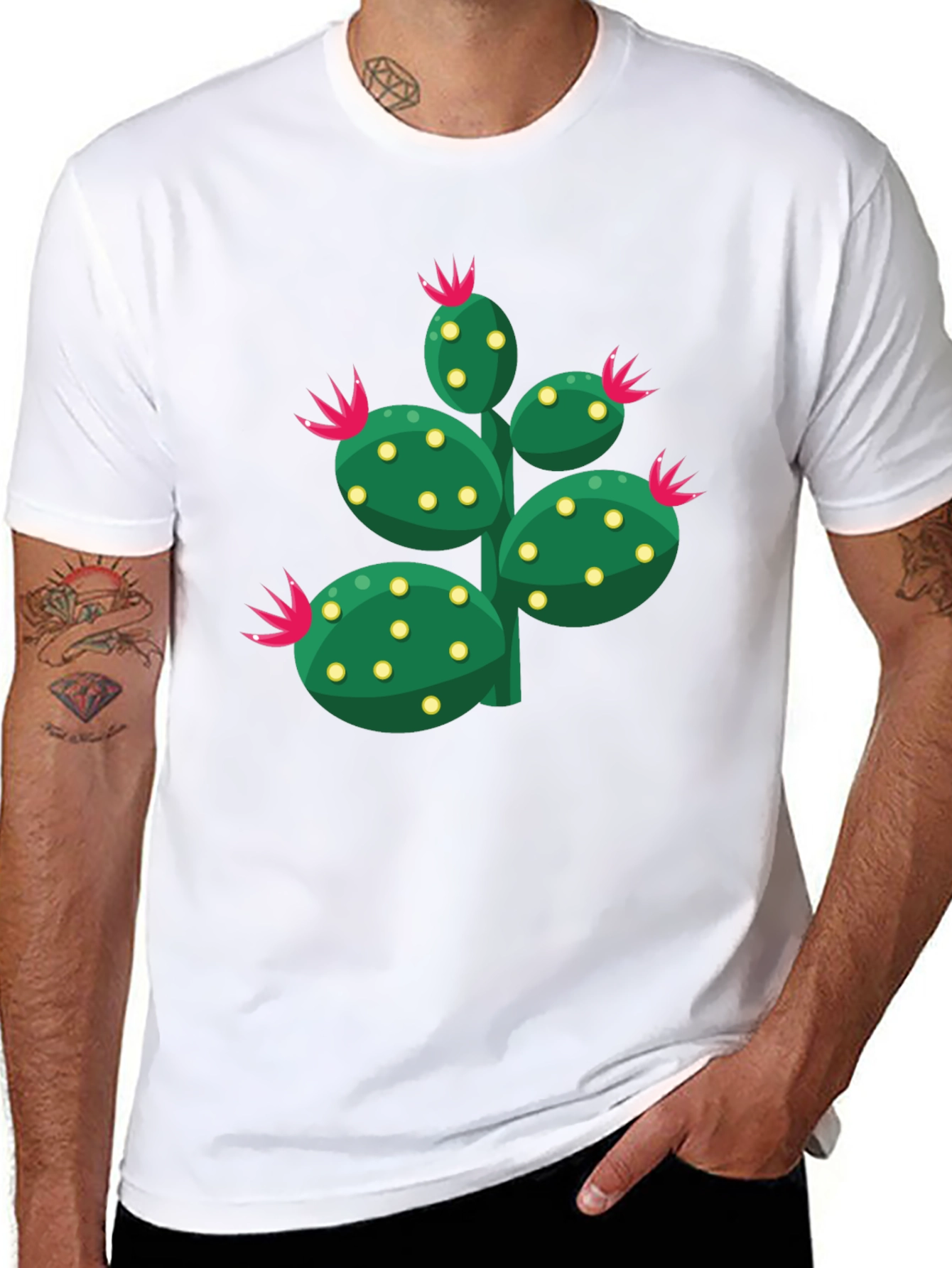 Cactus Graphic Print Crew Neck T-Shirt