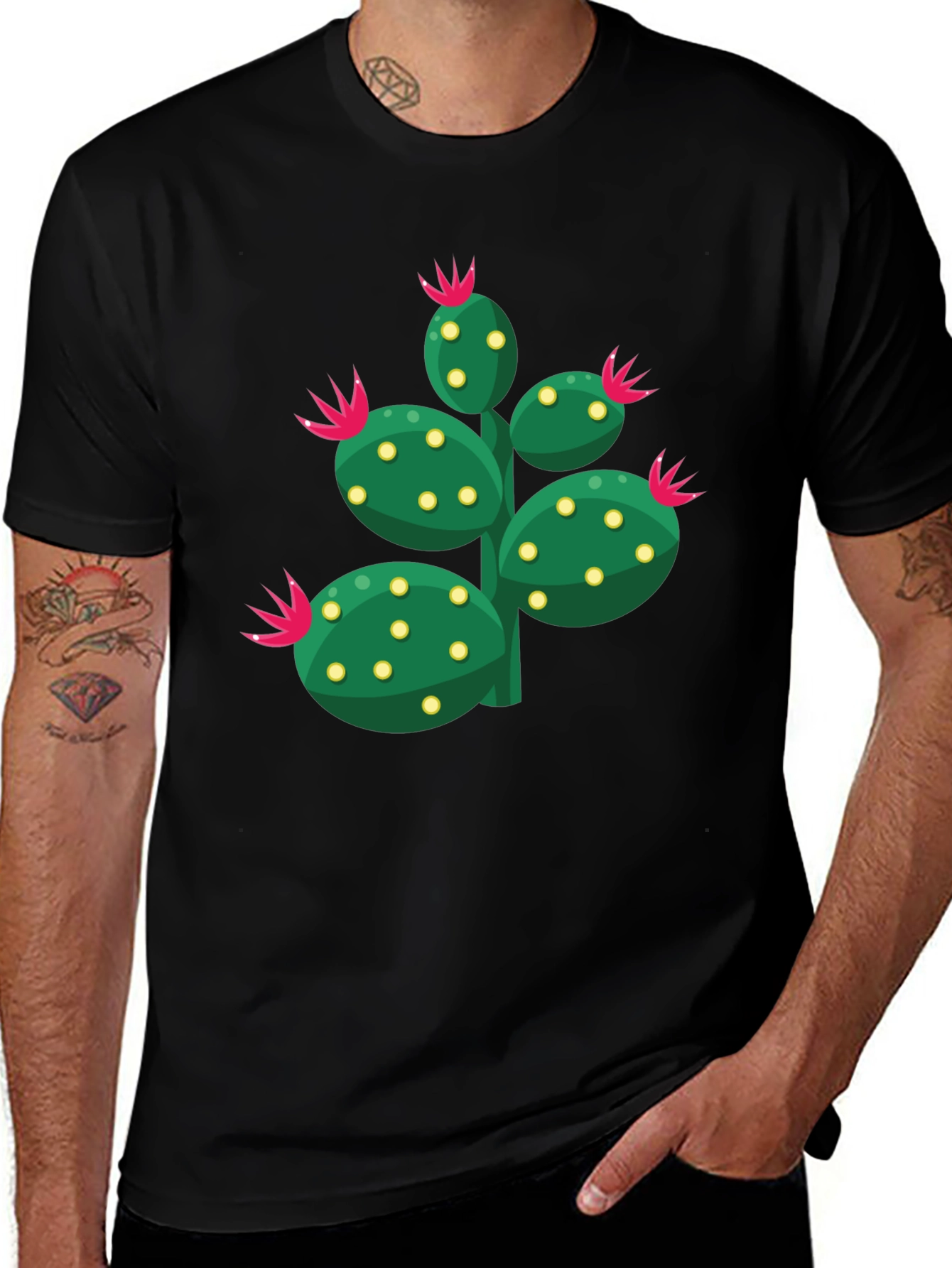 Cactus Graphic Print Crew Neck T-Shirt