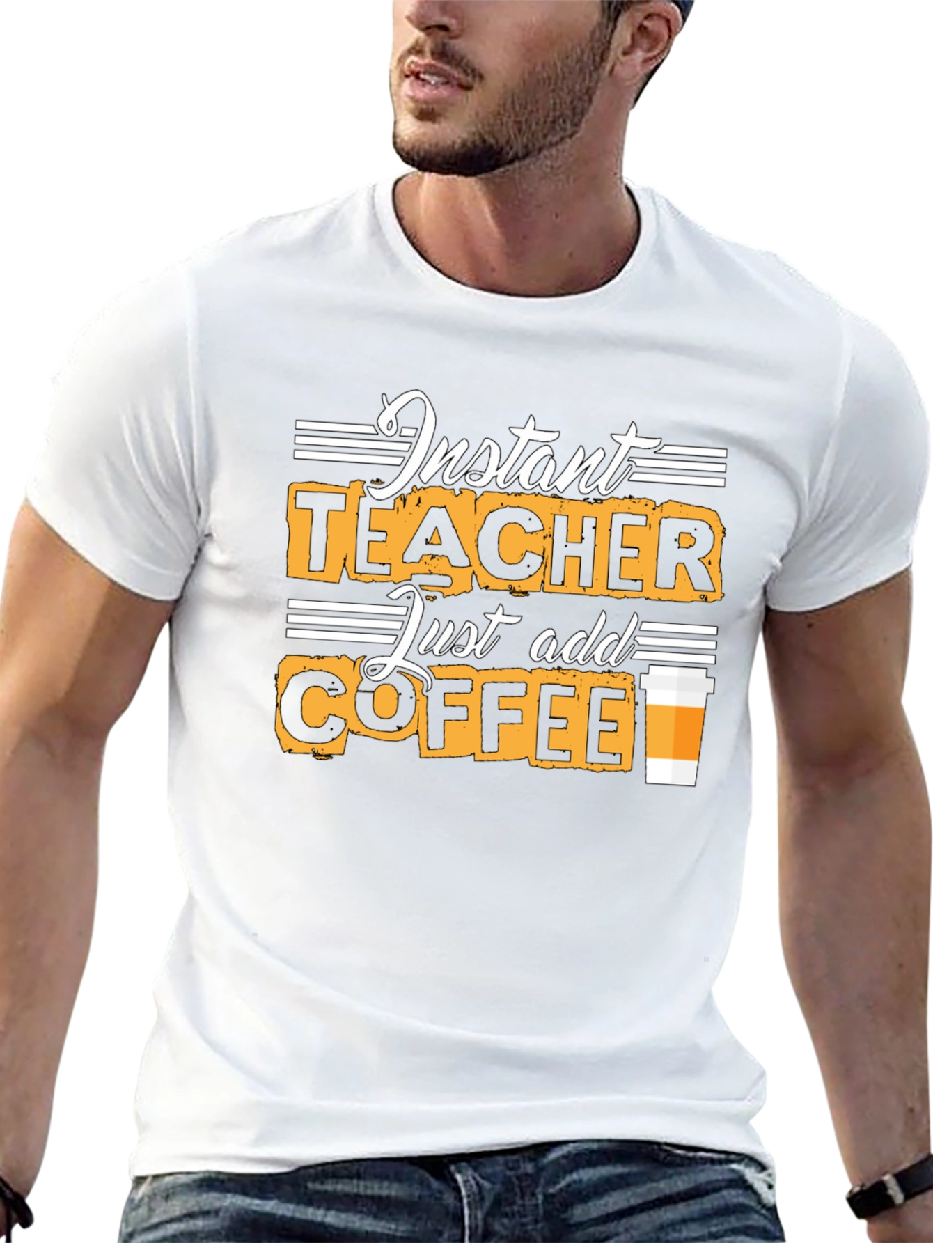 Instant Teacher Just Add Coffee Black T-Shirt