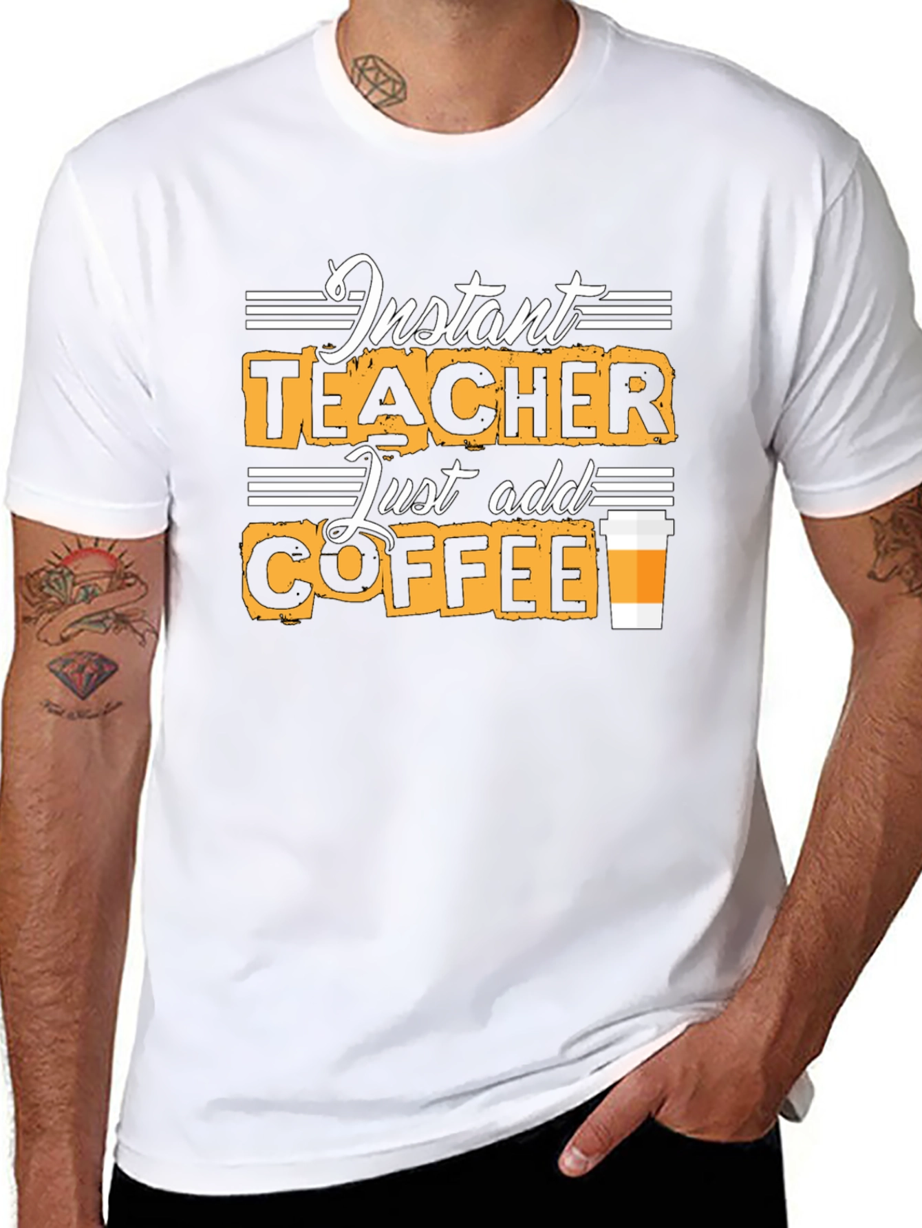 Instant Teacher Just Add Coffee Black T-Shirt