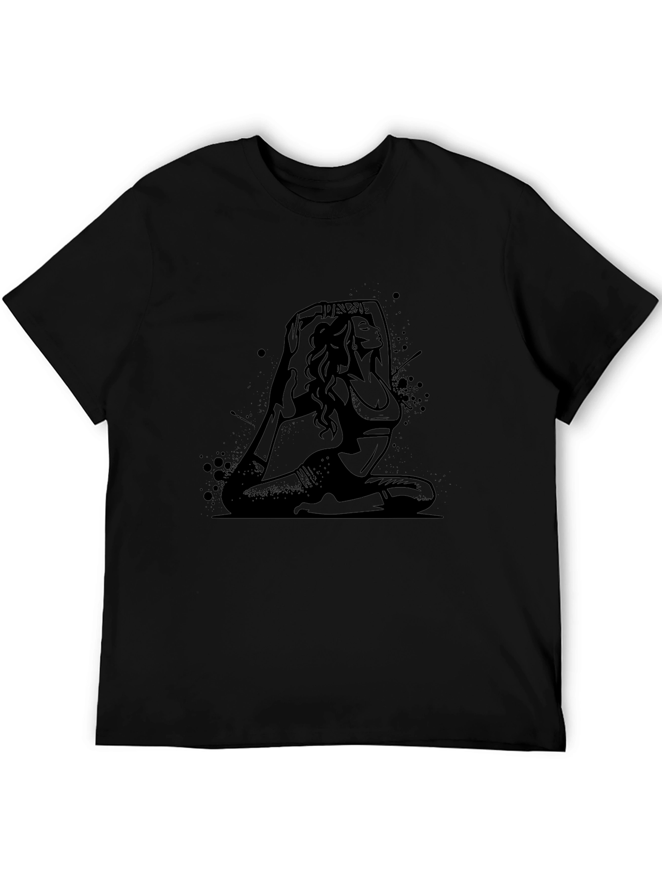 Yoga Pose Graphic Print Tee - Black