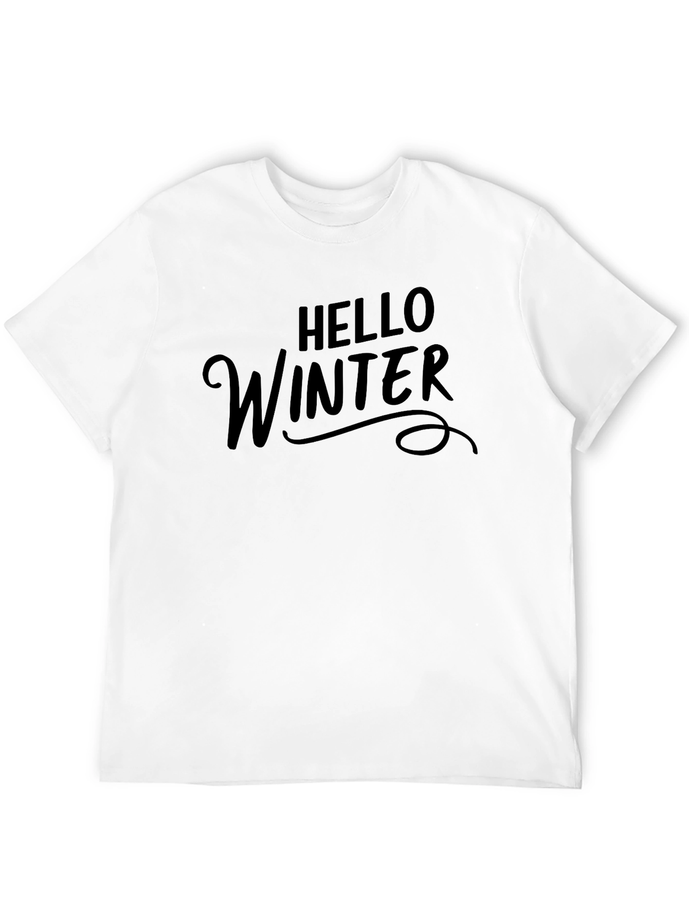 Hello Winter Graphic Tee - Black Casual T-Shirt