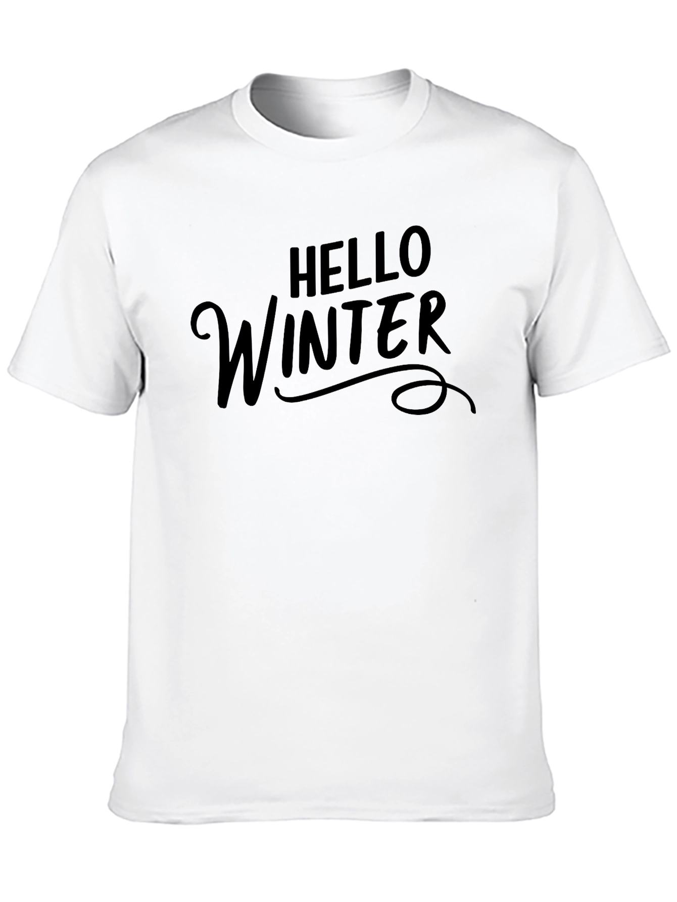Hello Winter Graphic Tee - Black Casual T-Shirt