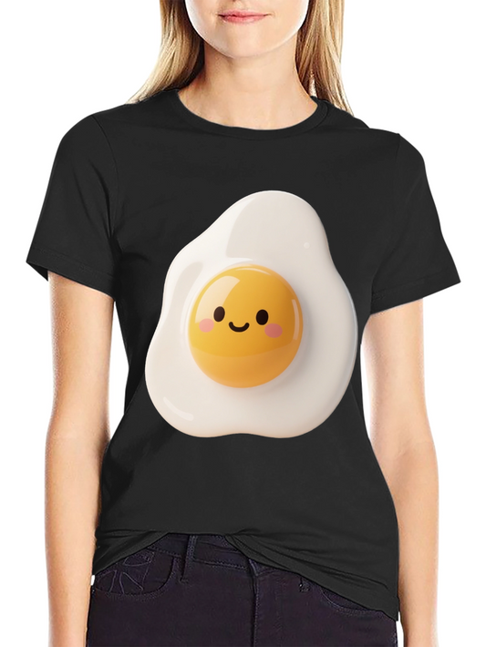 Cute Fried Egg Graphic Tee - Black Unisex T-Shirt