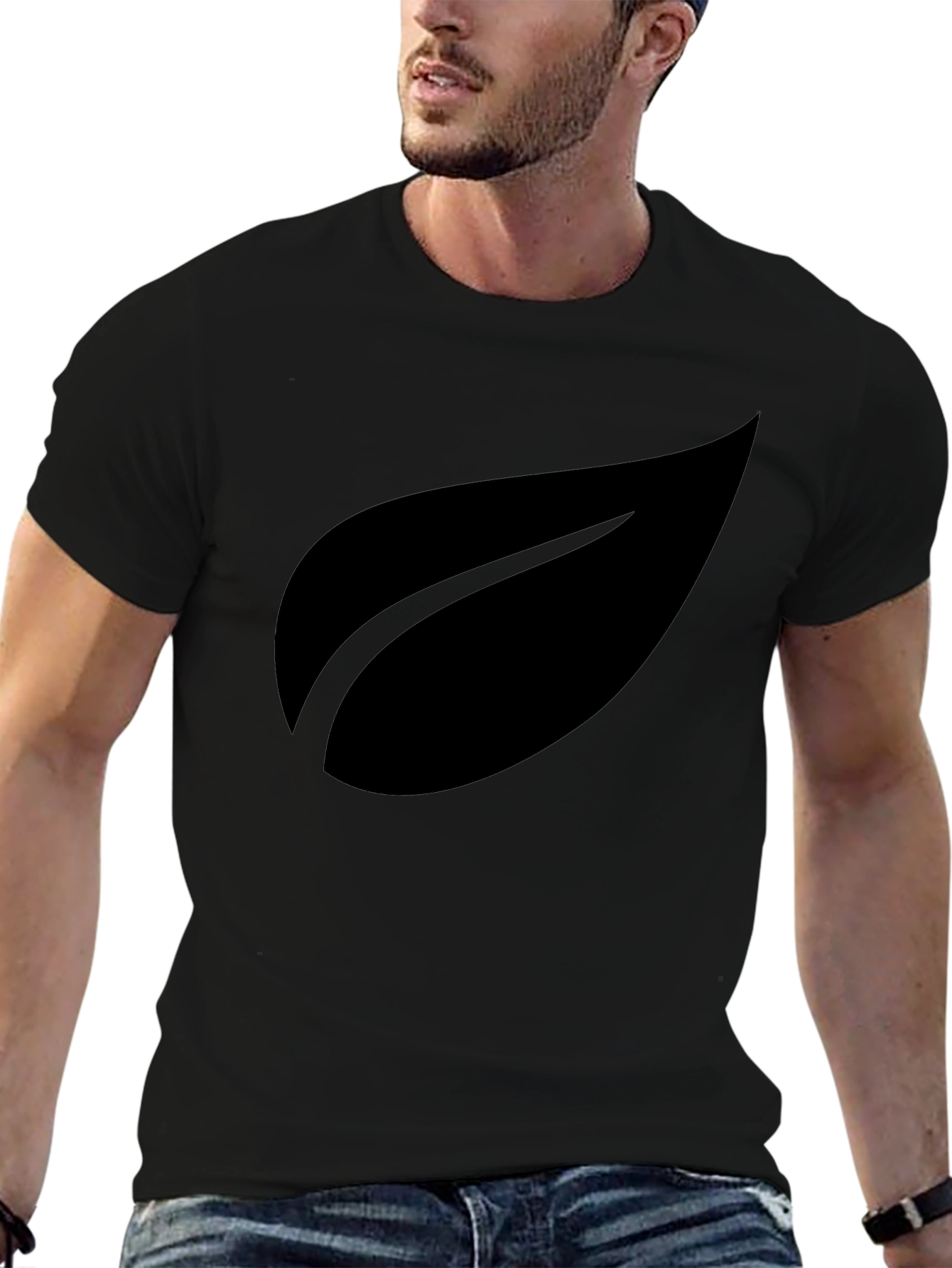 Stylish Black Leaf Graphic T-Shirt
