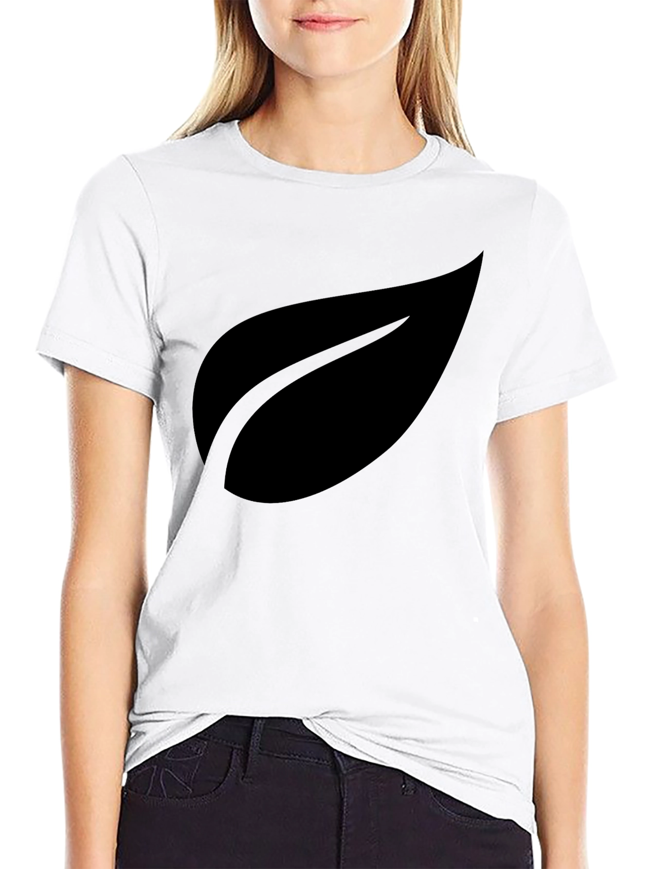 Stylish Black Leaf Graphic T-Shirt