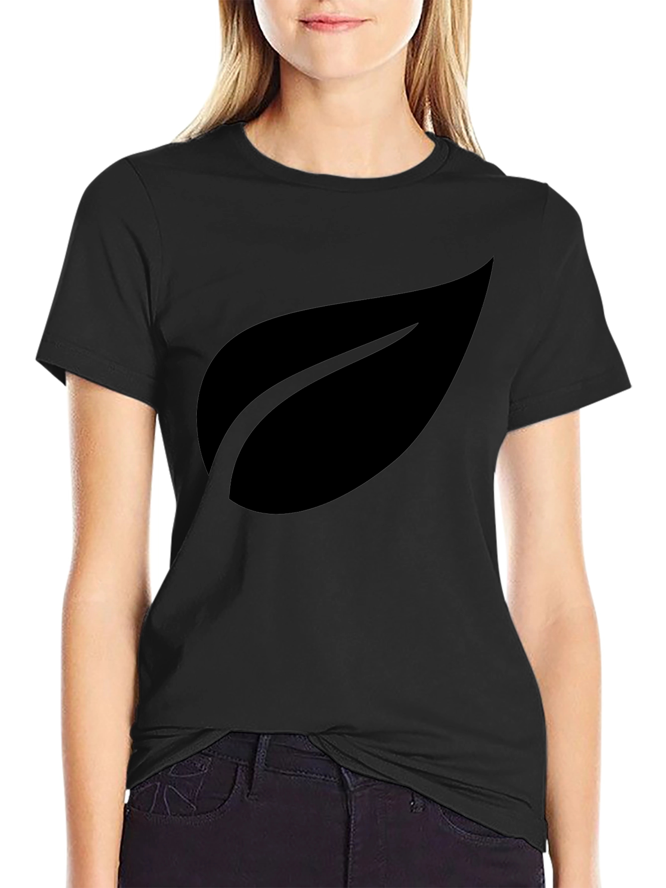 Stylish Black Leaf Graphic T-Shirt