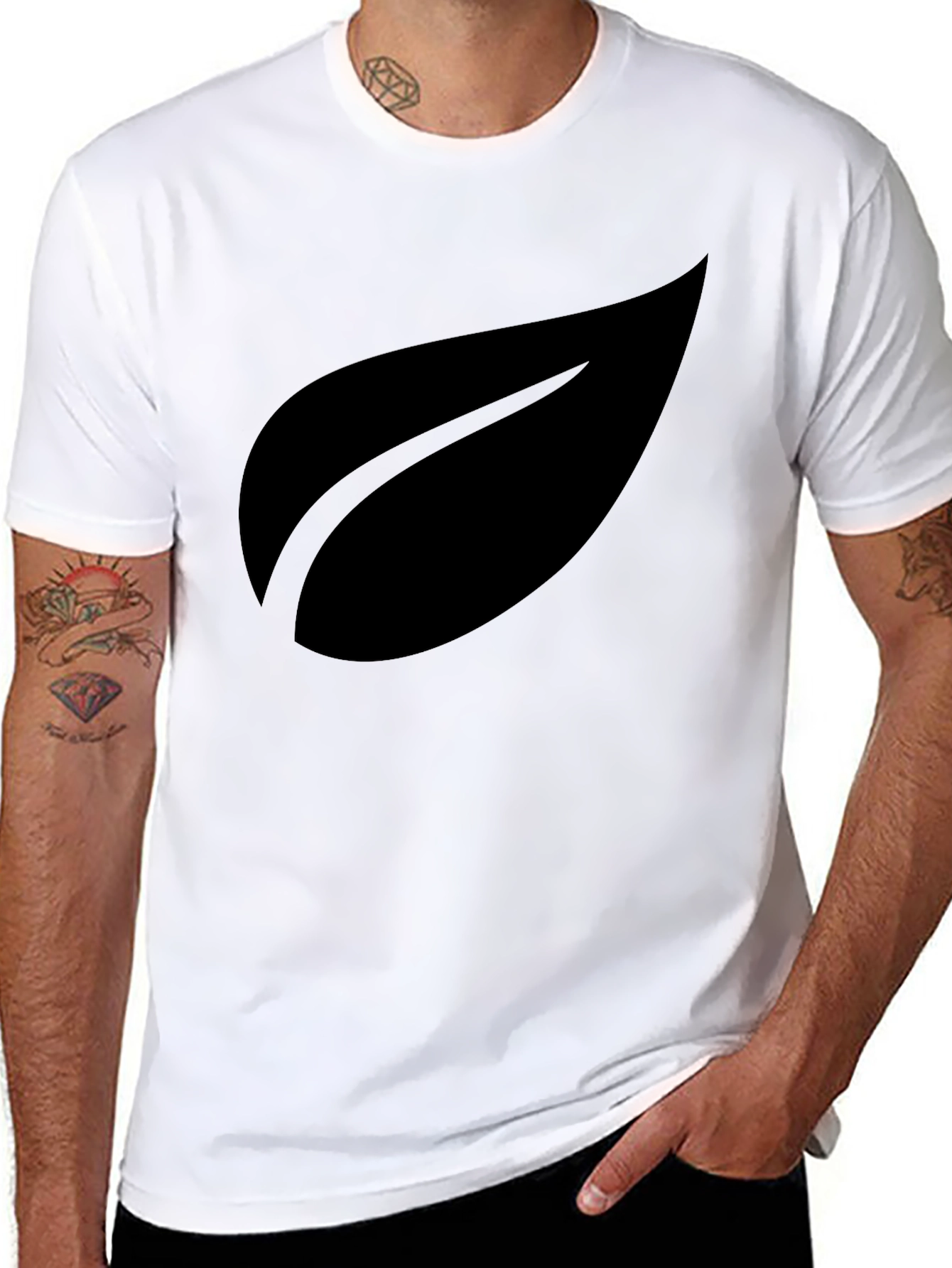 Stylish Black Leaf Graphic T-Shirt