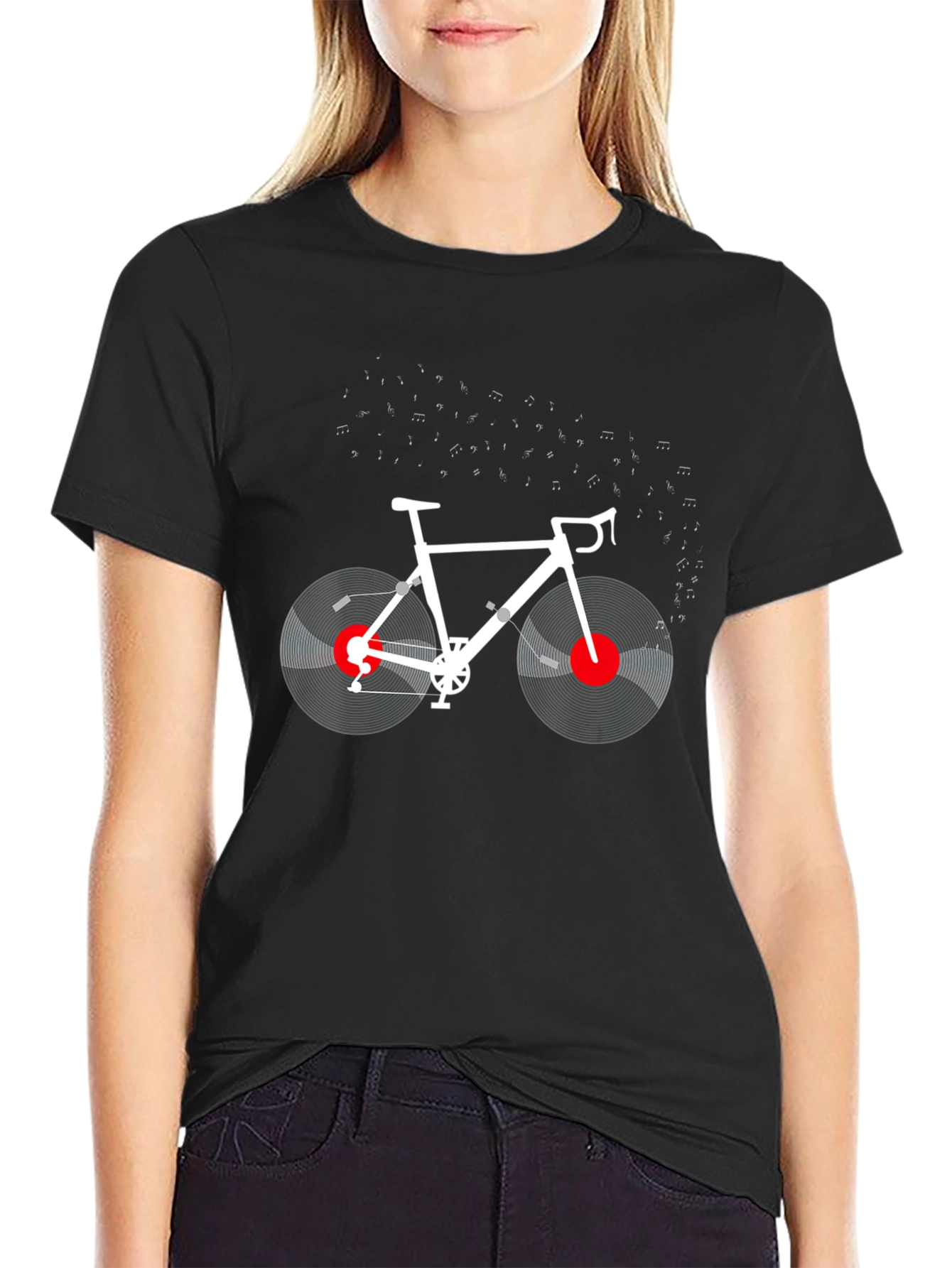 Music Cycling T-Shirt: Vinyl Bike Design