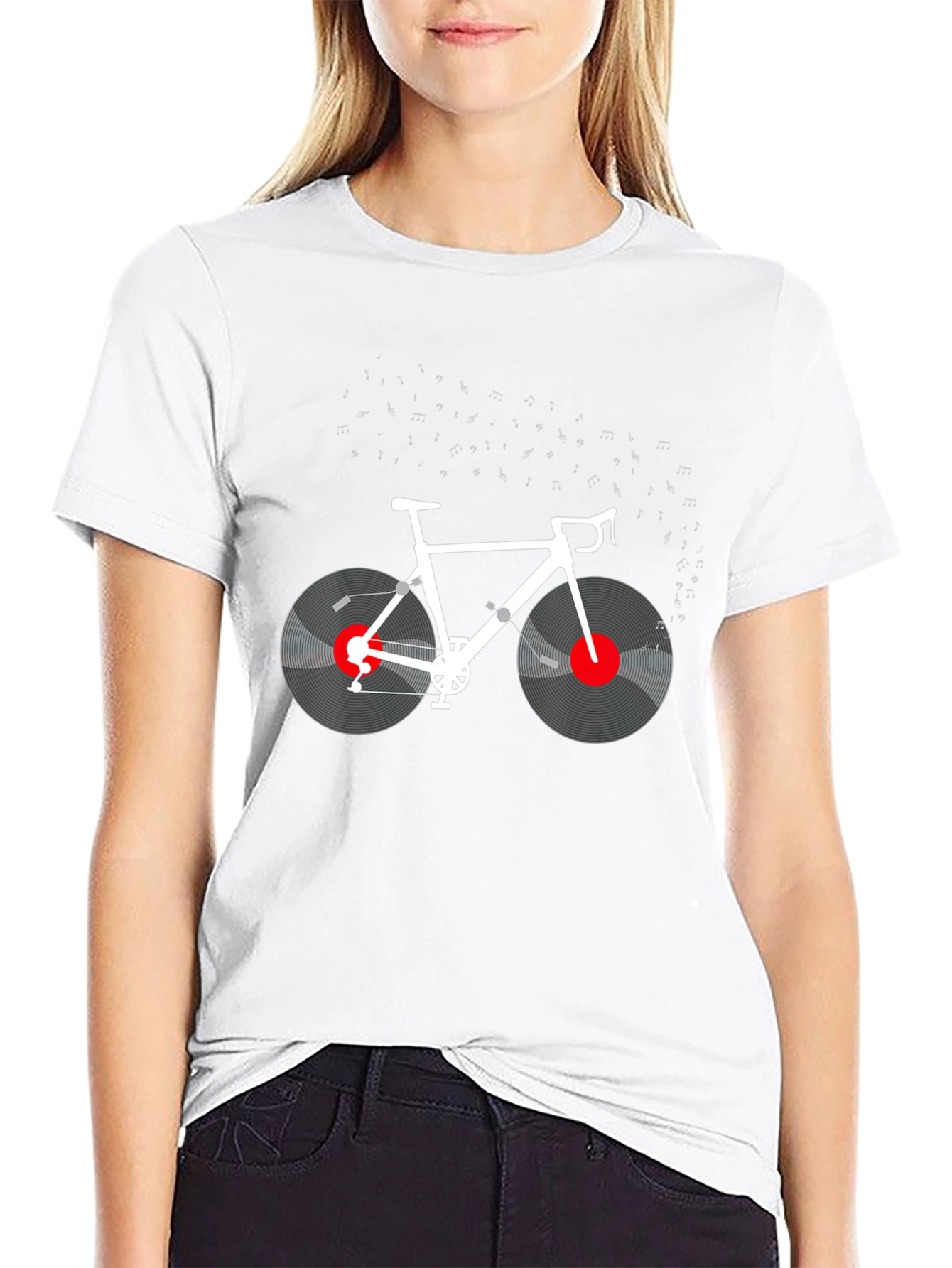 Music Cycling T-Shirt: Vinyl Bike Design