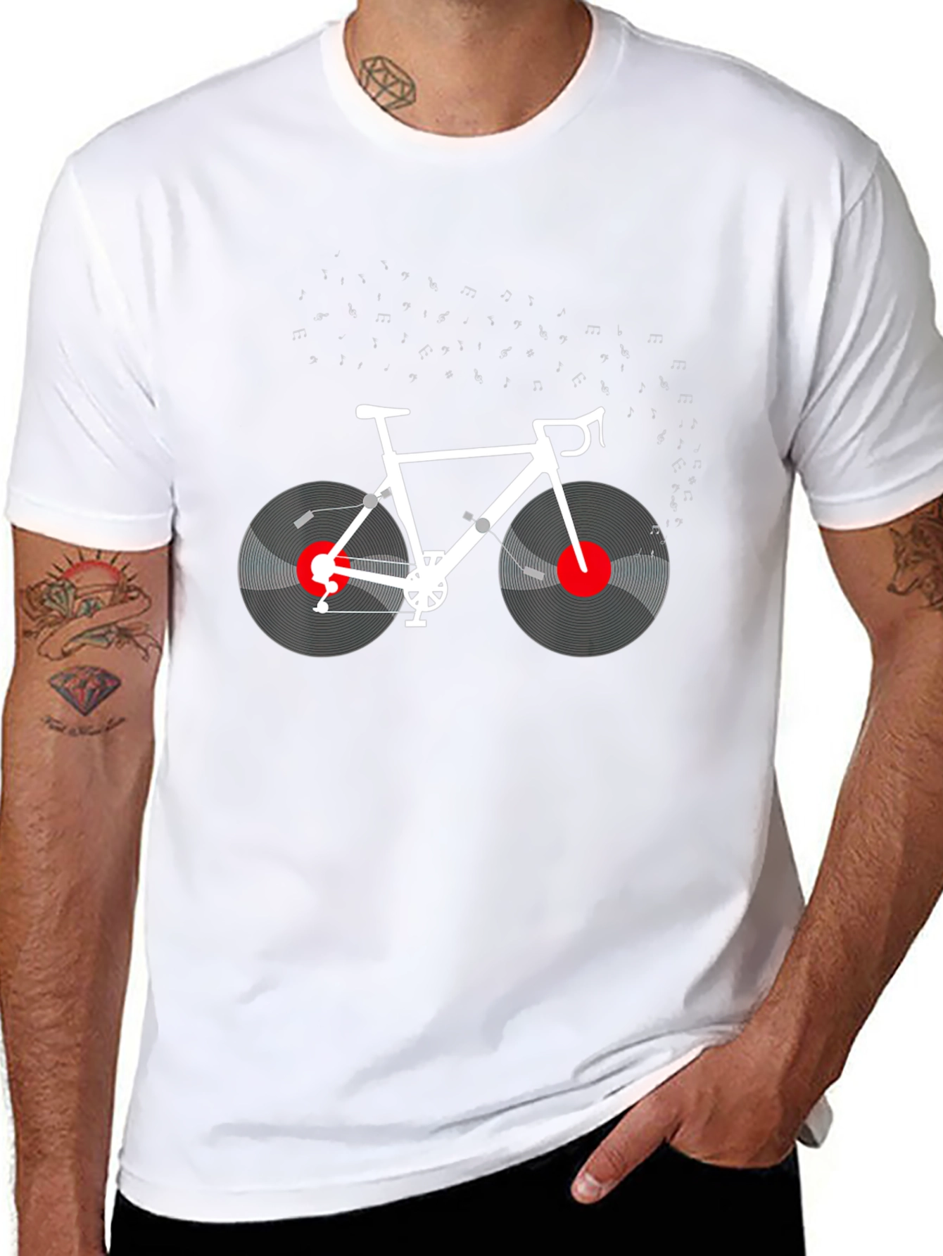 Music Cycling T-Shirt: Vinyl Bike Design