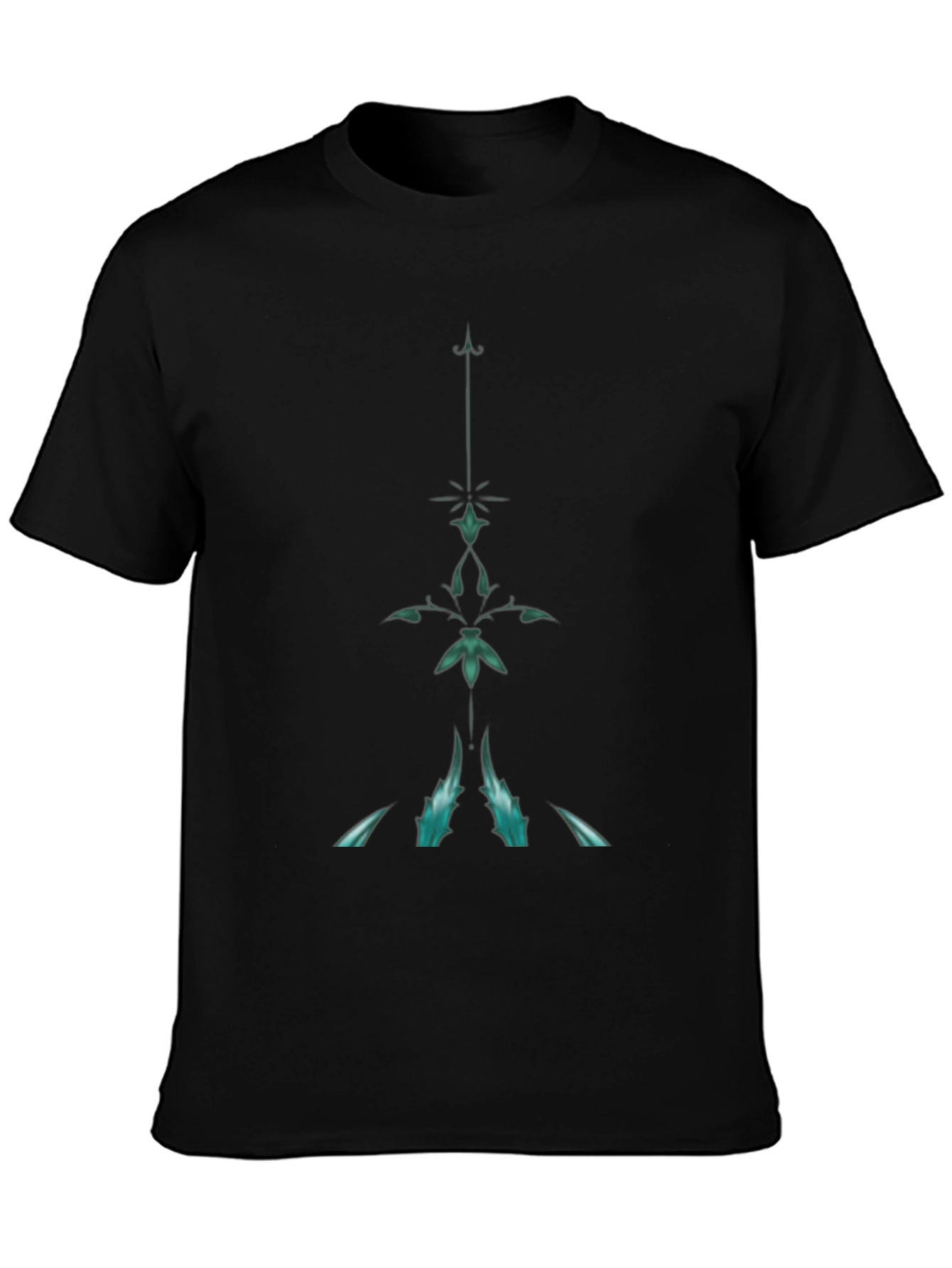 Mens Black T-Shirt with Abstract Teal Design