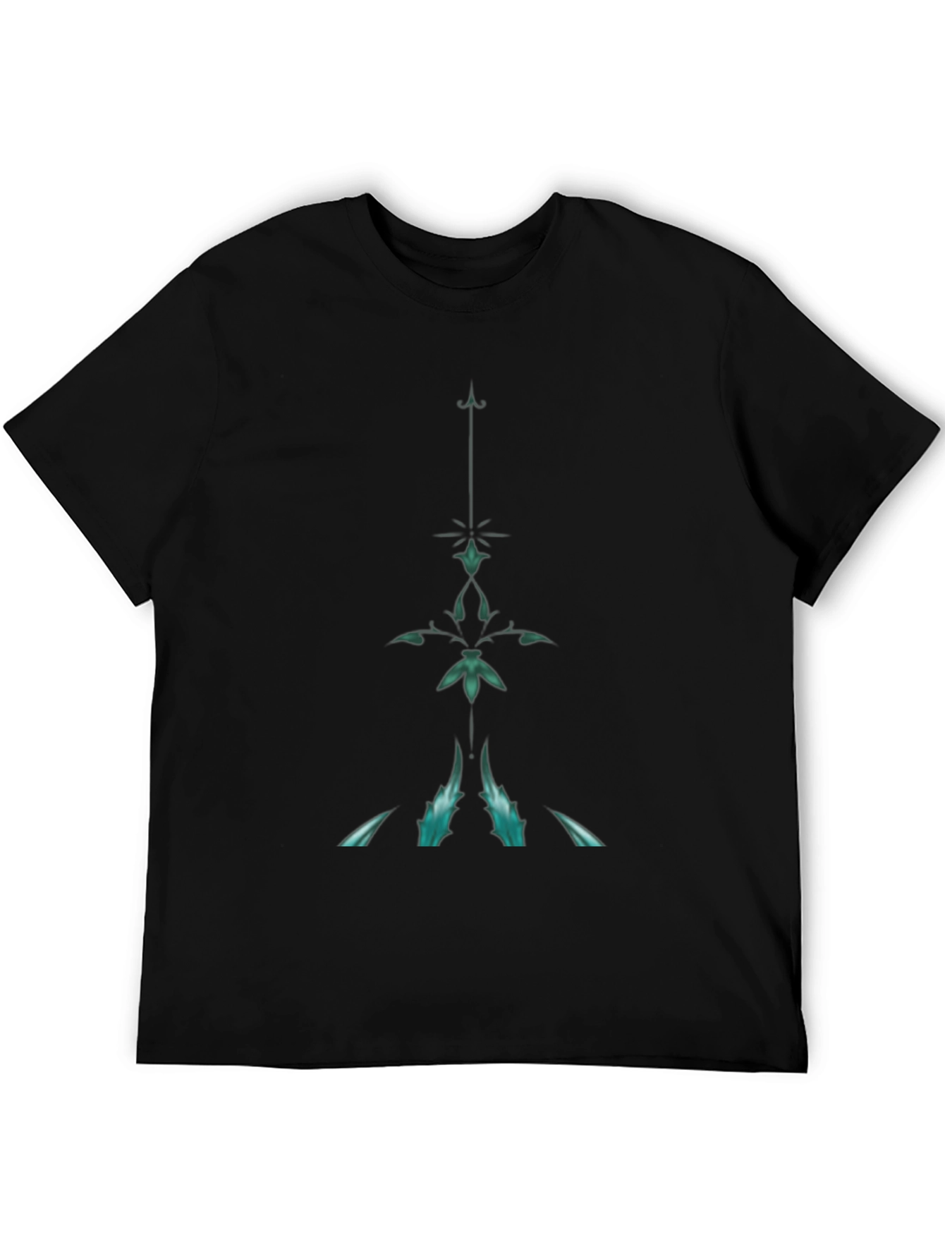 Mens Black T-Shirt with Abstract Teal Design