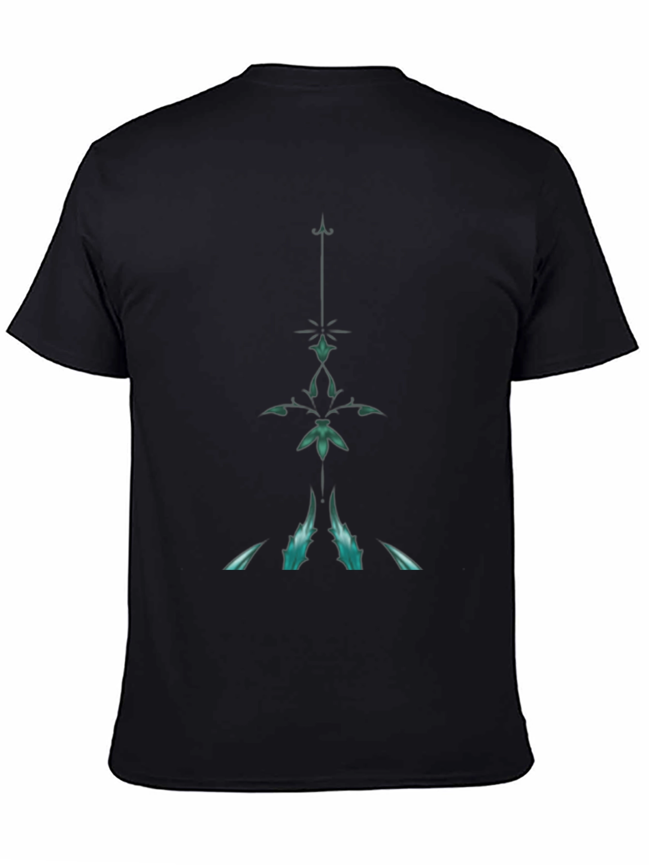 Mens Black T-Shirt with Abstract Teal Design
