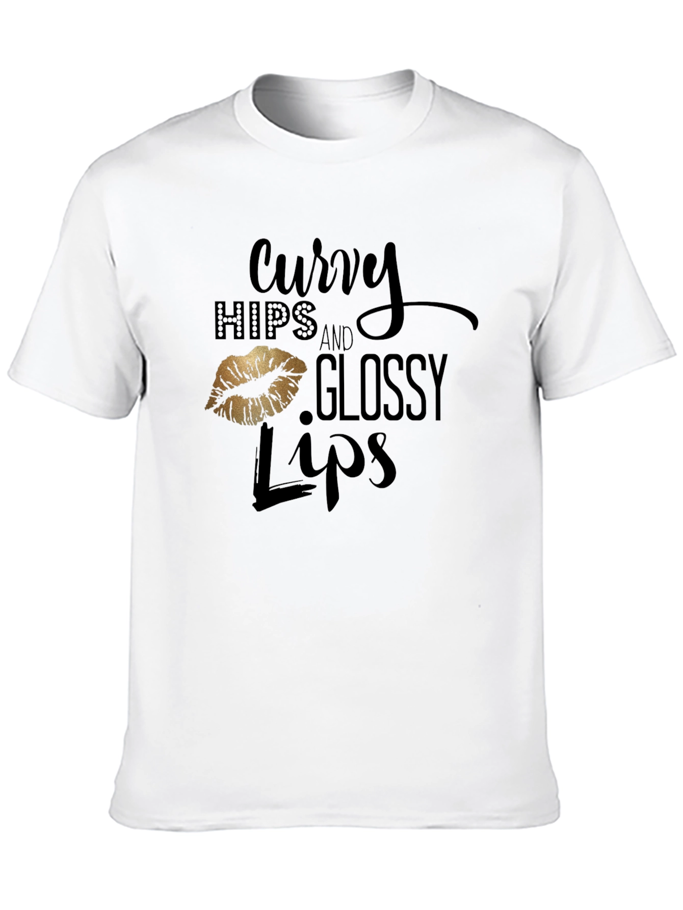 Curvy Hips & Glossy Lips Graphic Tee - Black