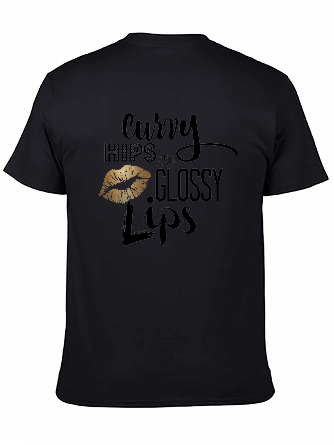 Curvy Hips & Glossy Lips Graphic Tee - Black