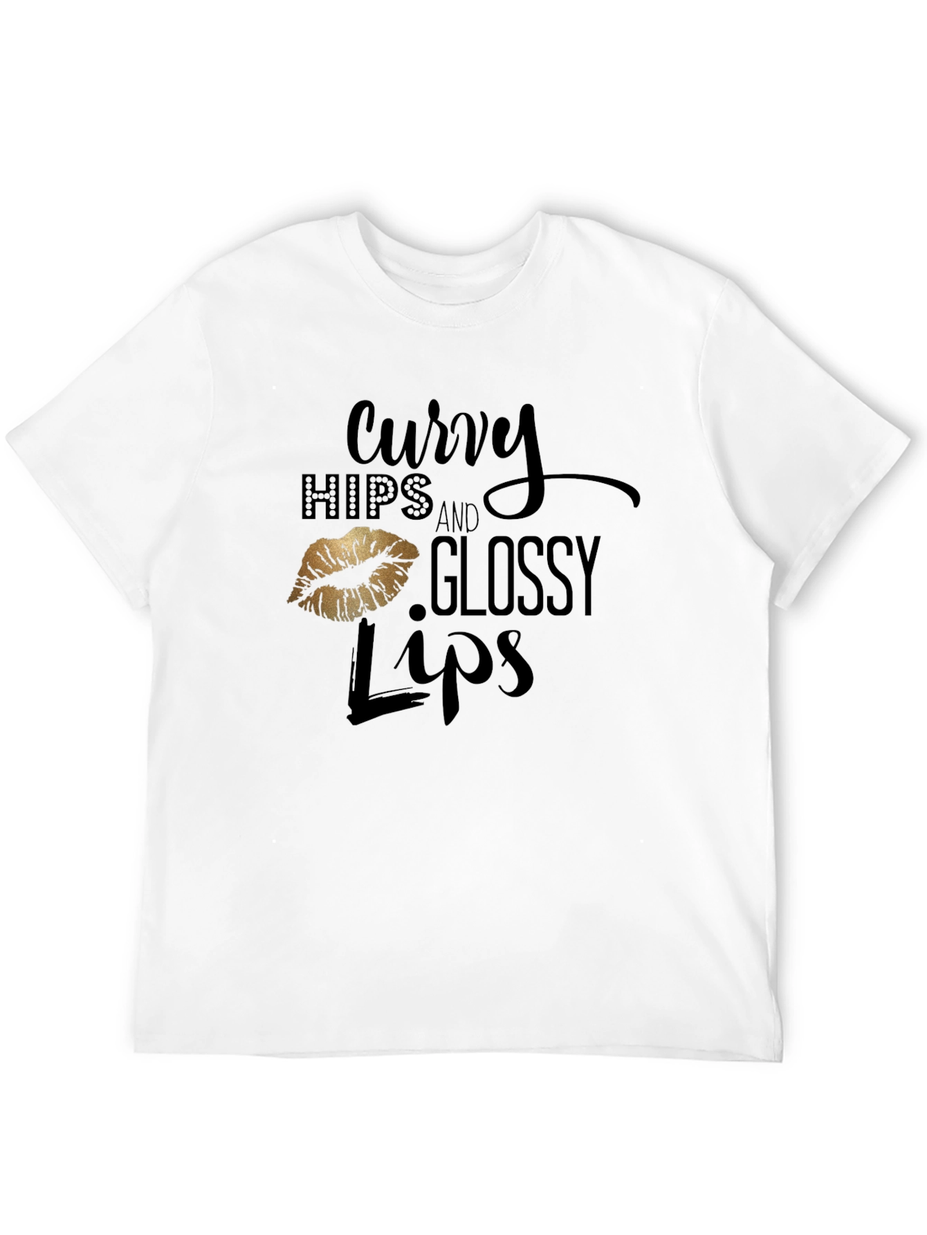 Curvy Hips & Glossy Lips Graphic Tee - Black