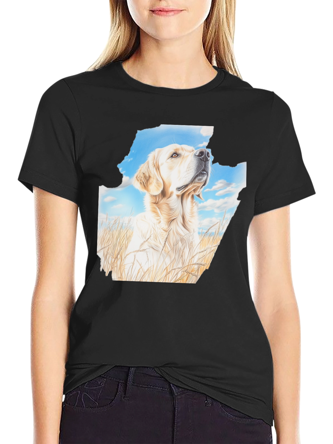 Golden Retriever T-Shirt - Sky & Grass