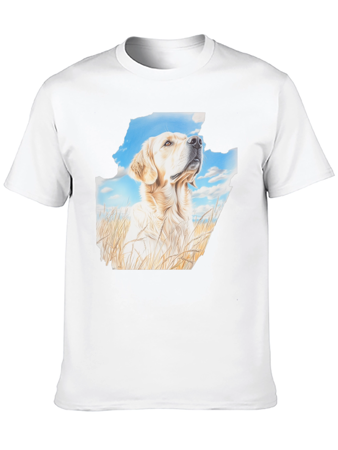 Golden Retriever T-Shirt - Sky & Grass