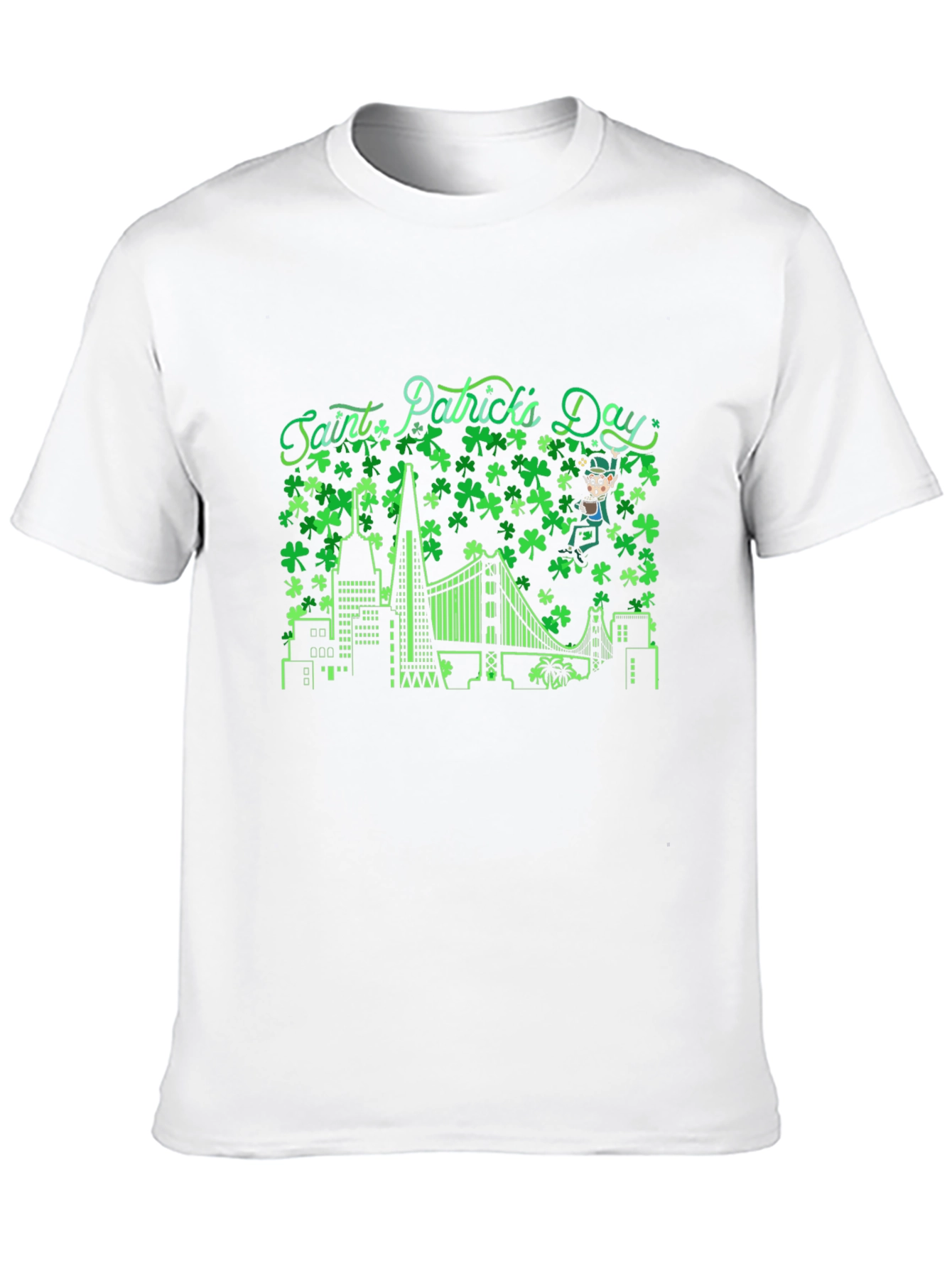 Saint Patricks Day Shamrock Cityscape T-Shirt