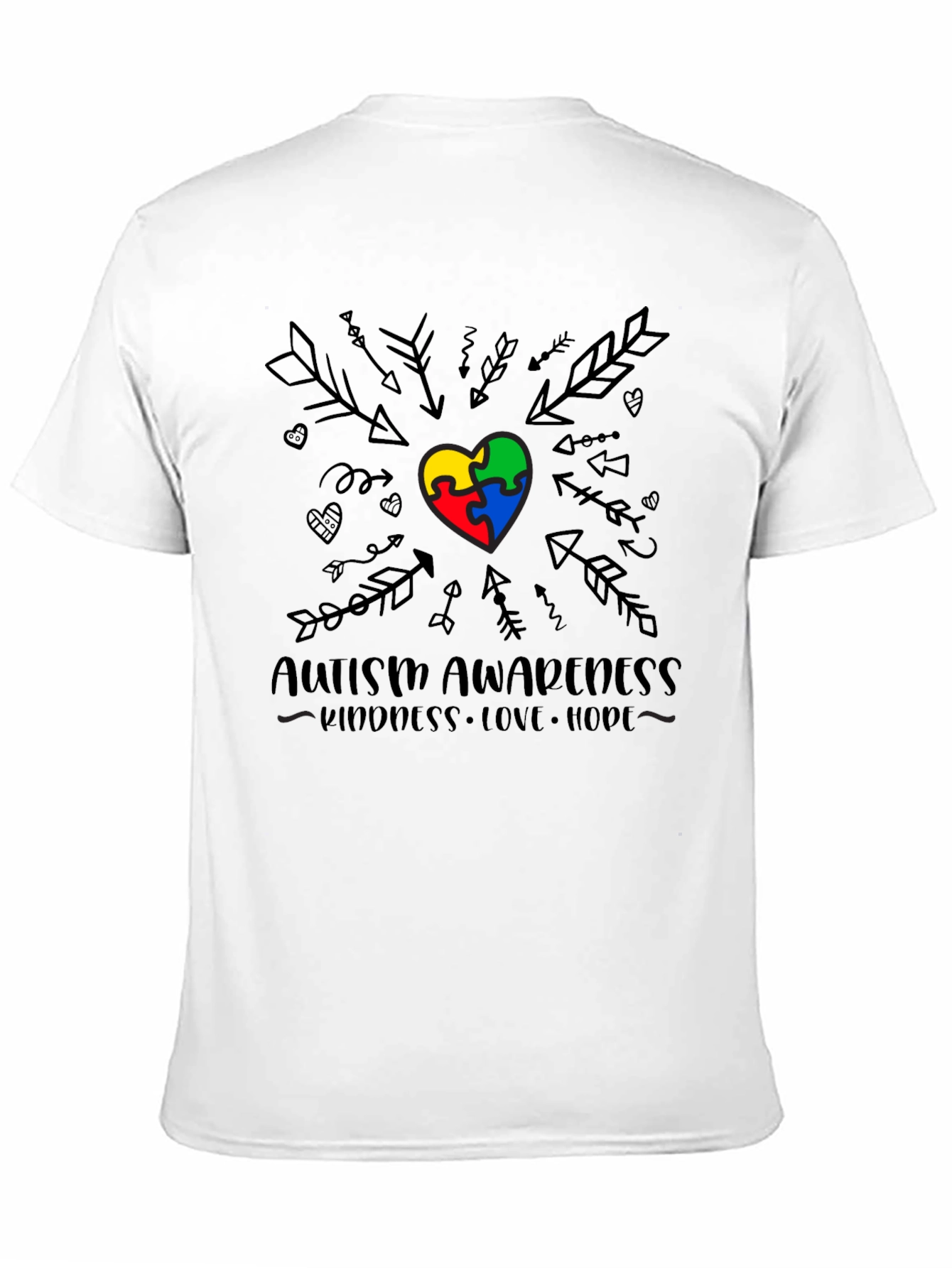 Autism Awareness Heart Arrows Black T-Shirt