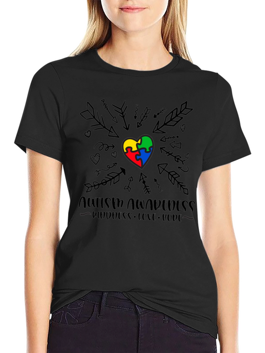 Autism Awareness Heart Arrows Black T-Shirt