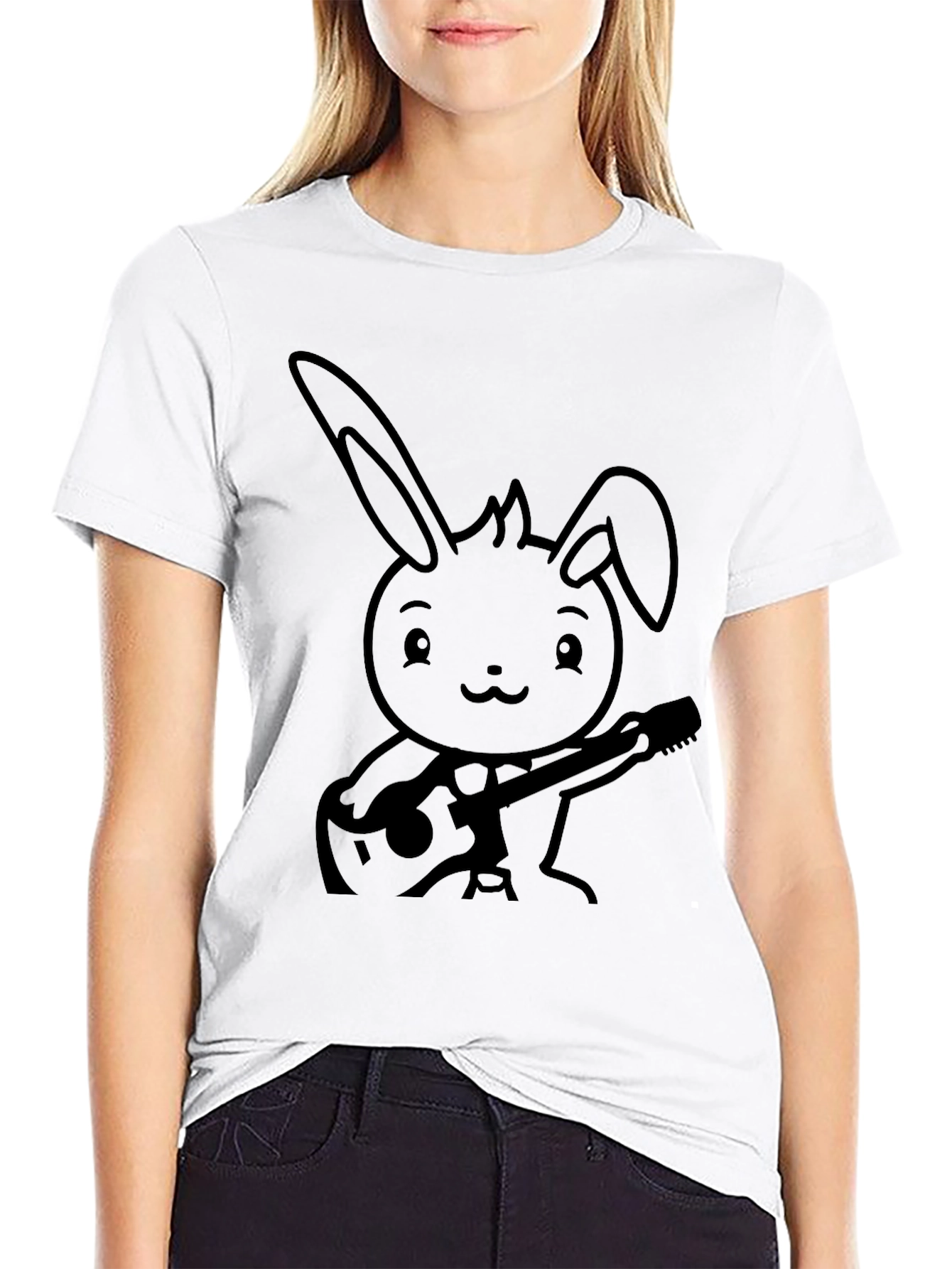 Black Bunny Guitarist Graphic Tee - Unisex