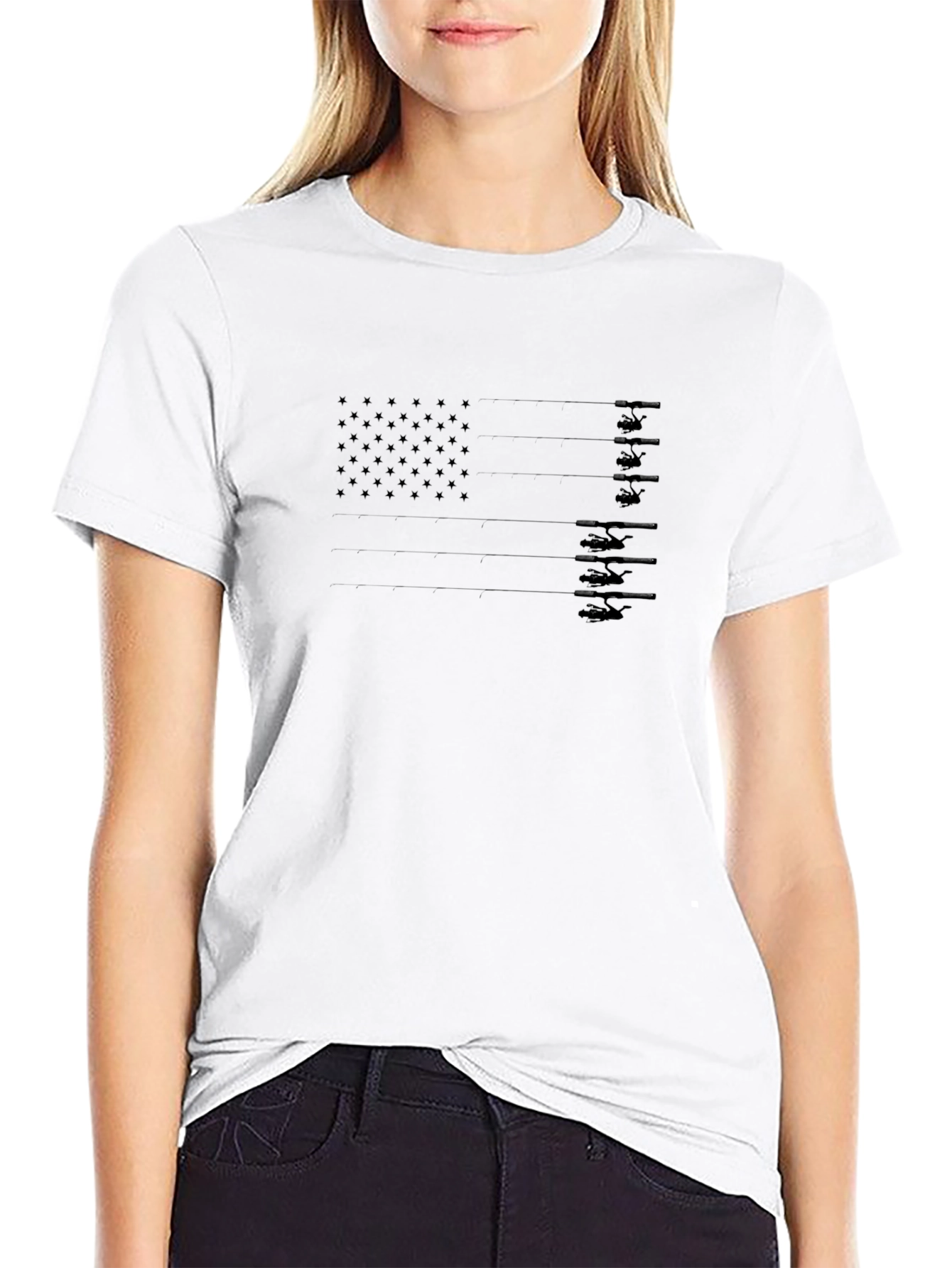 Black American Flag Kayak T-Shirt