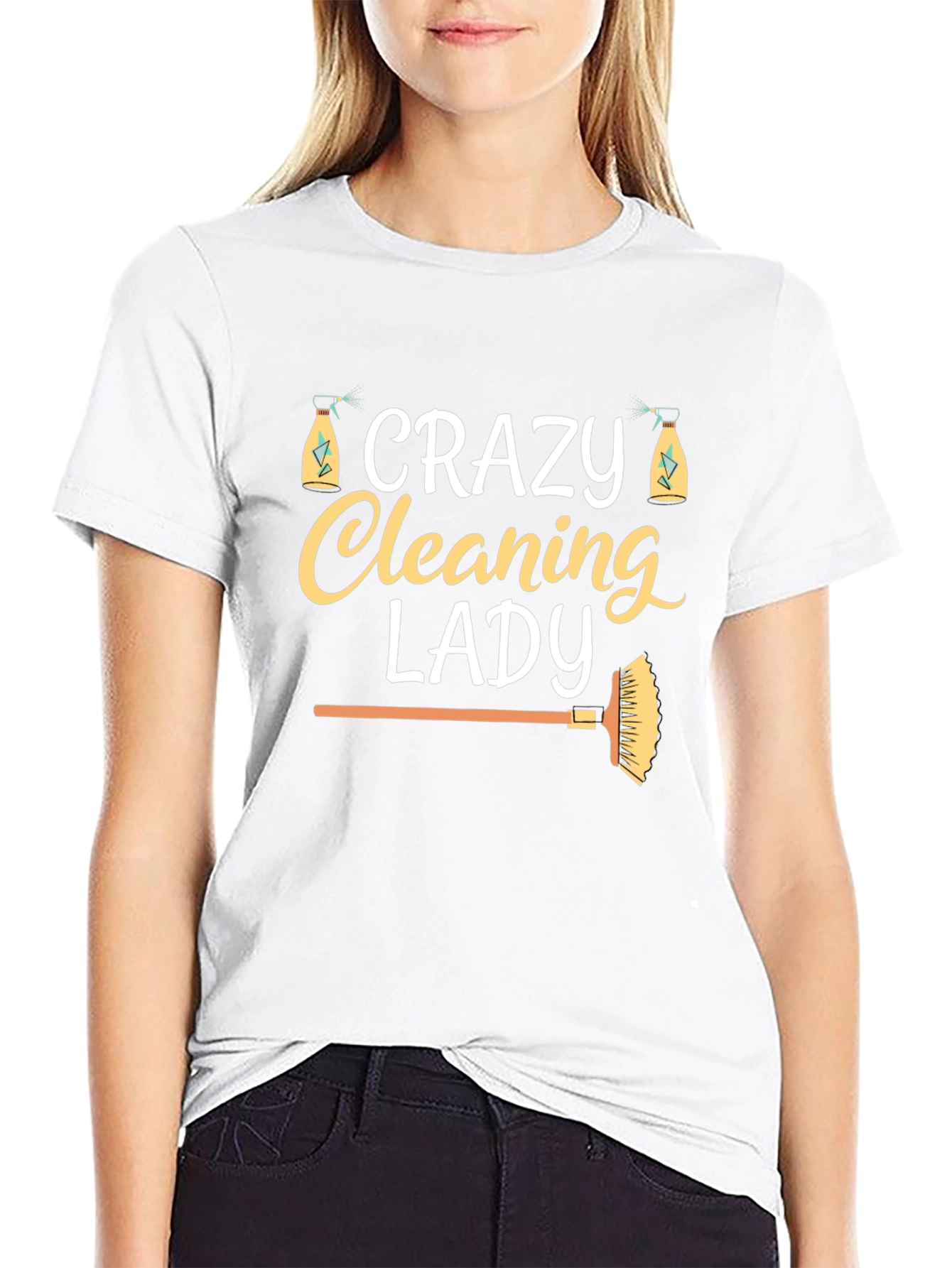 Crazy Cleaning Lady T-Shirt - Fun Housekeeping Tee