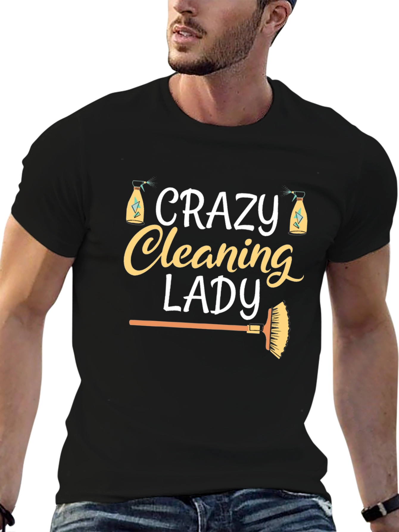Crazy Cleaning Lady T-Shirt - Fun Housekeeping Tee