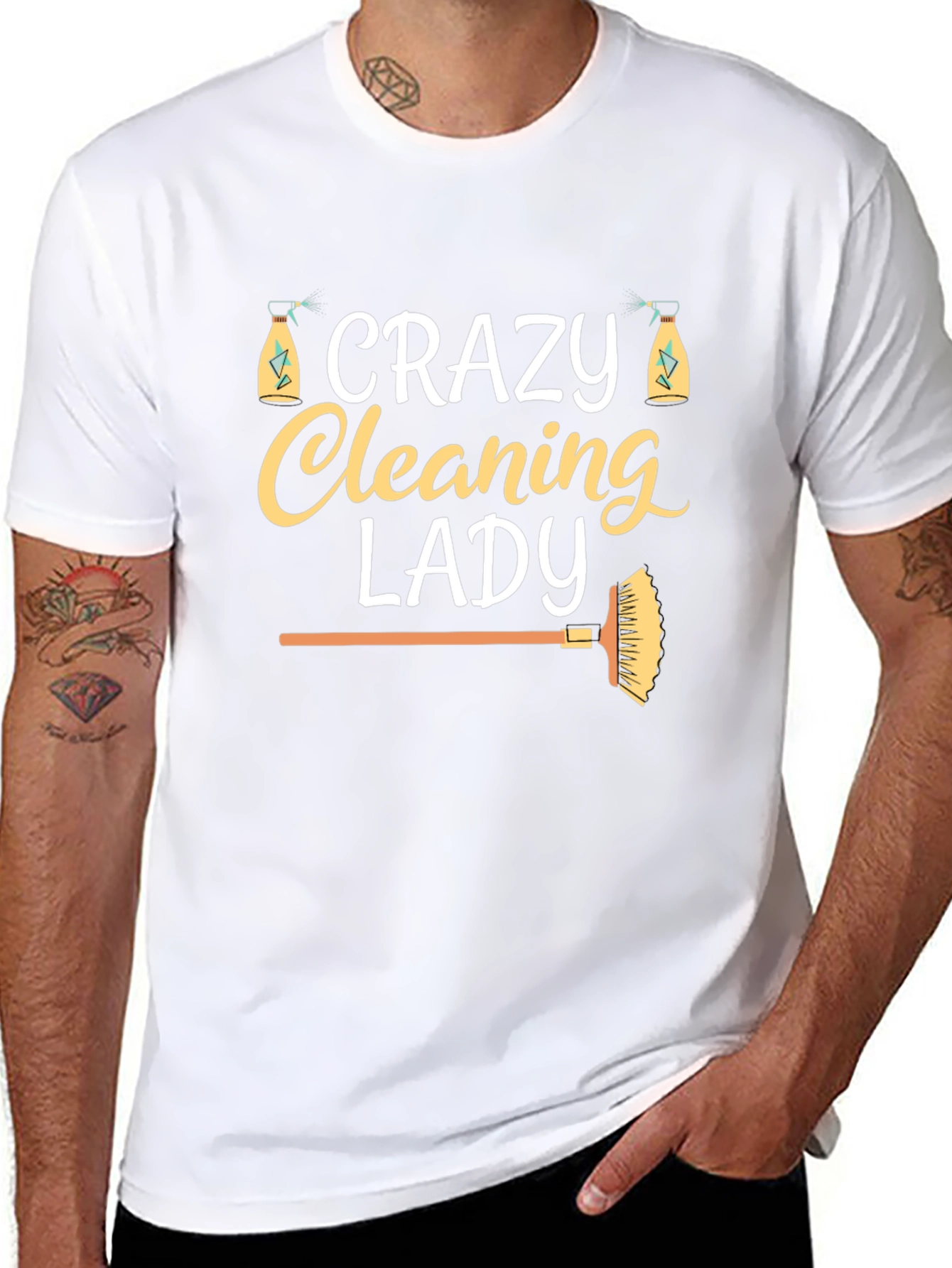 Crazy Cleaning Lady T-Shirt - Fun Housekeeping Tee