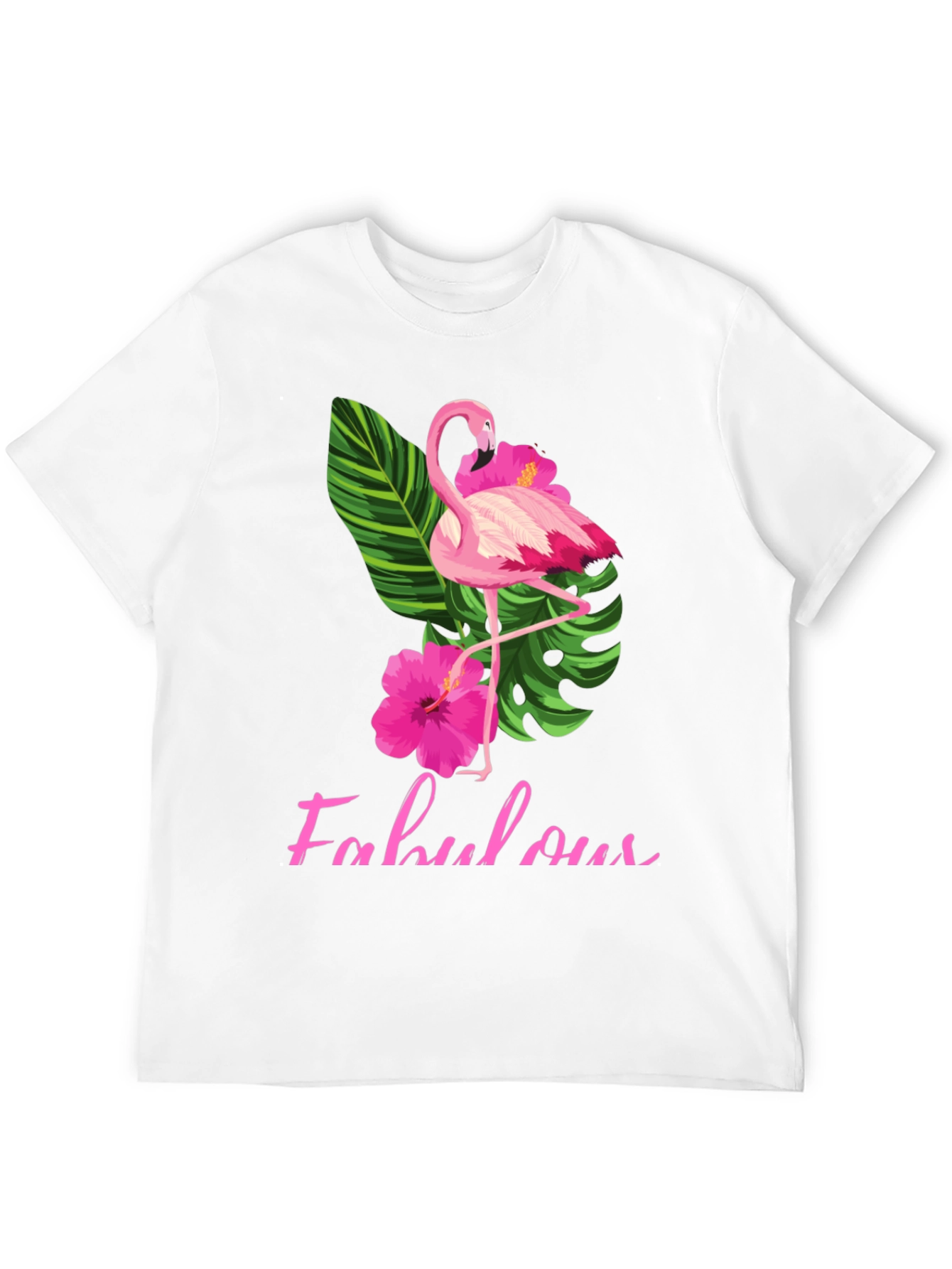 Fabulous Flamingo T-Shirt - Tropical Hibiscus Design