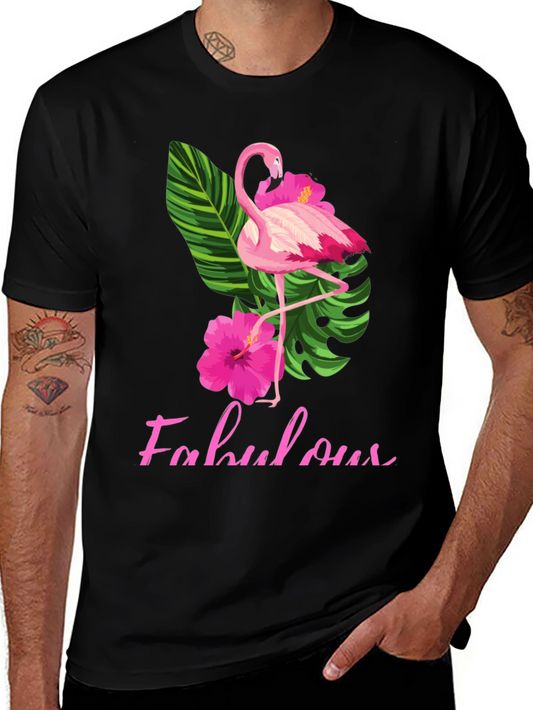 Fabulous Flamingo T-Shirt - Tropical Hibiscus Design
