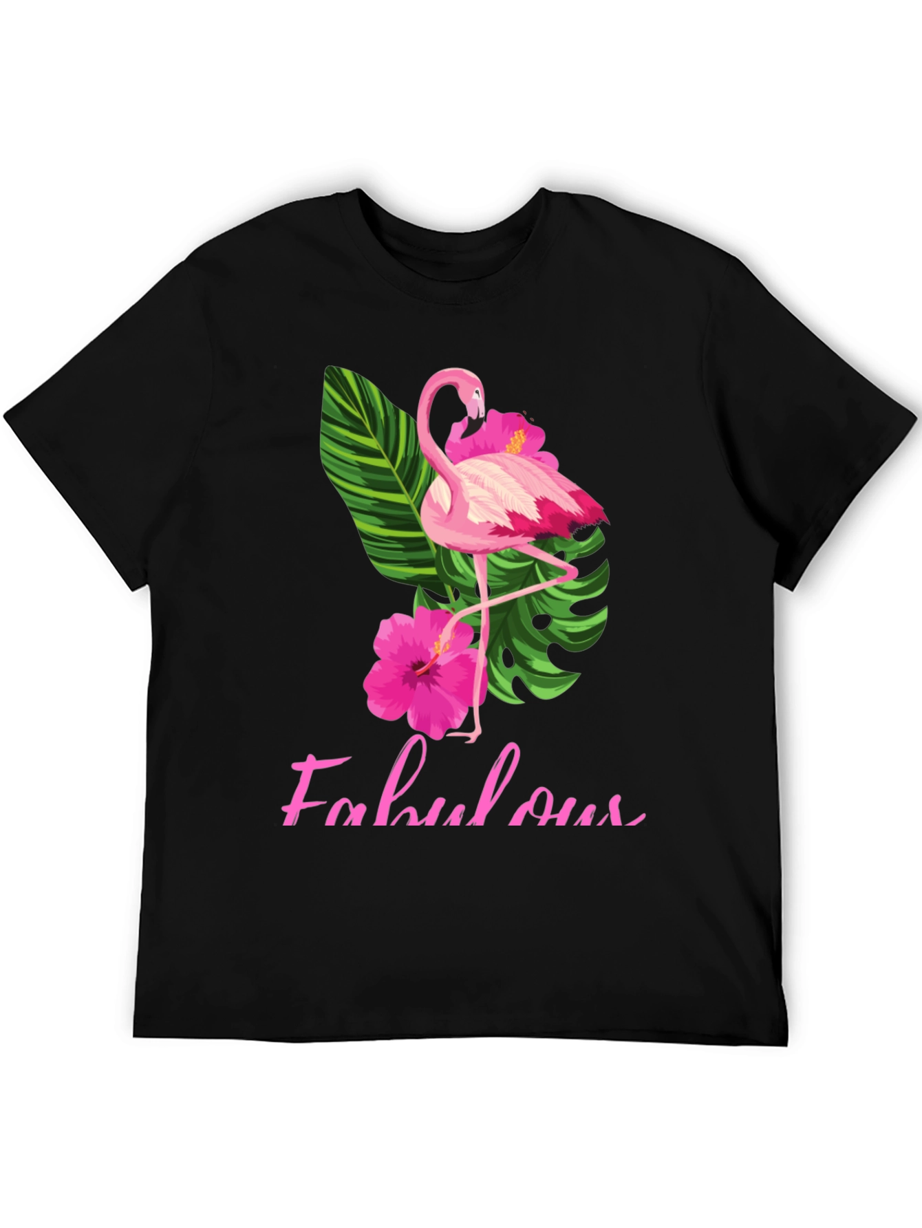 Fabulous Flamingo T-Shirt - Tropical Hibiscus Design