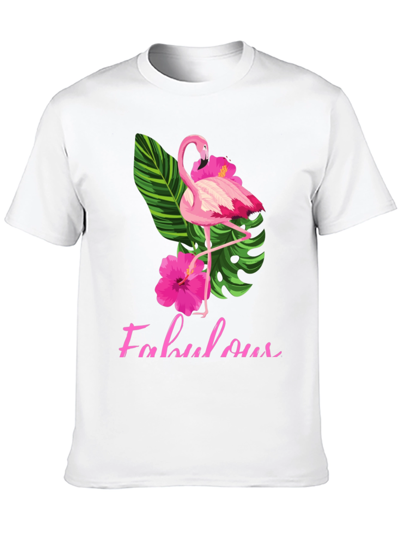 Fabulous Flamingo T-Shirt - Tropical Hibiscus Design