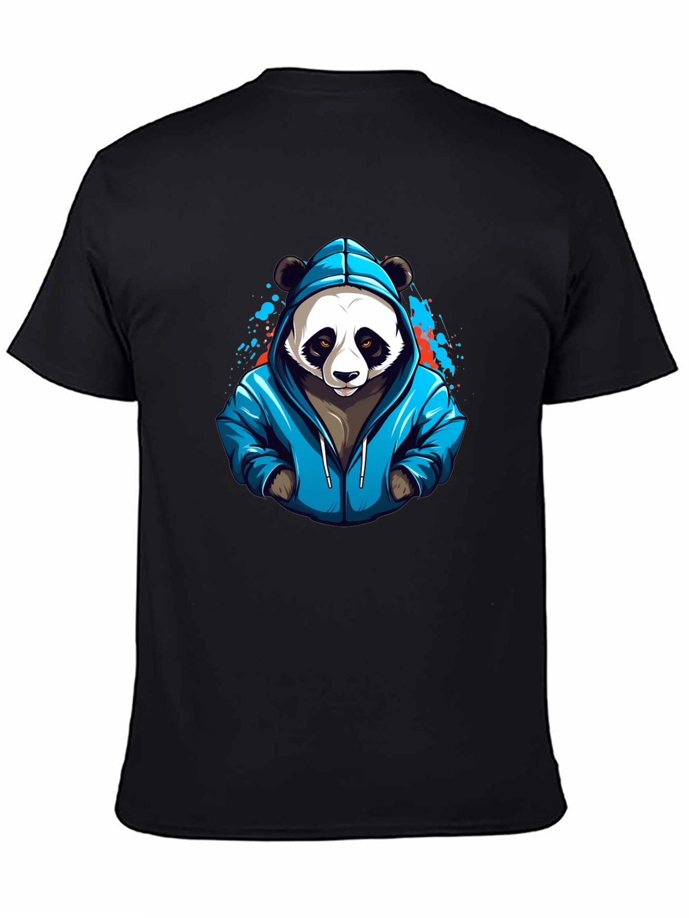 Panda Hoodie Graphic Black T-Shirt