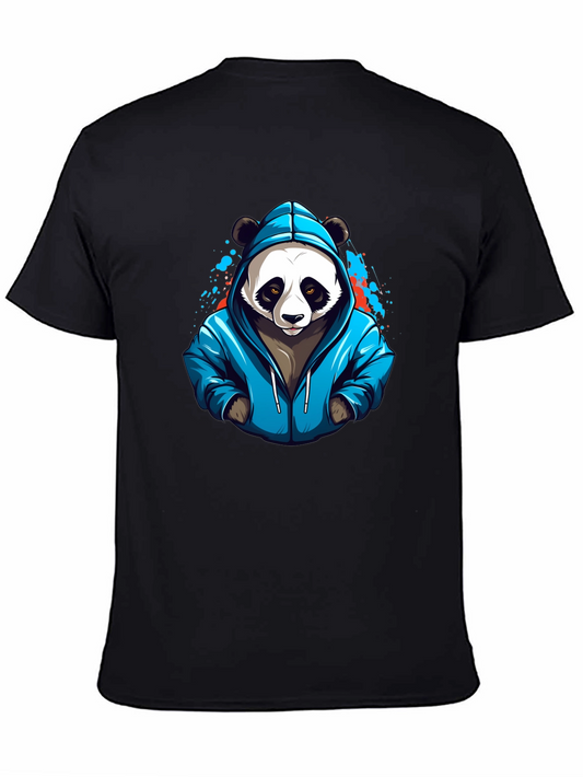 Panda Hoodie Graphic Black T-Shirt