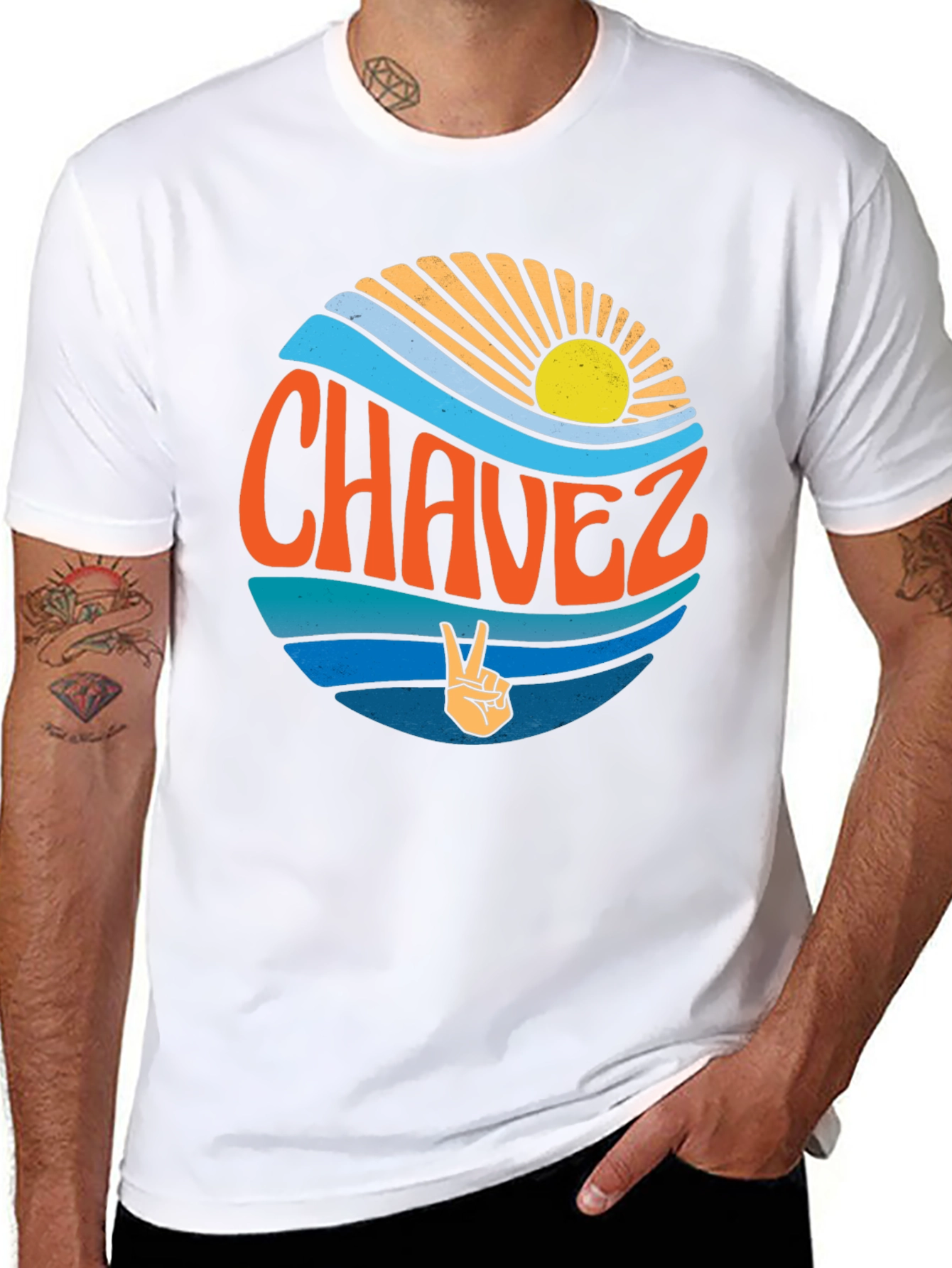 Chavez Graphic T-Shirt - Retro Peace Sign