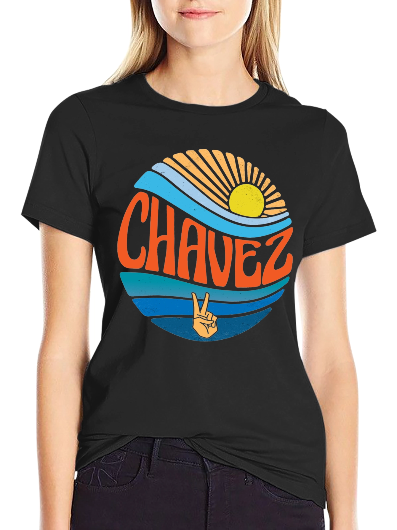 Chavez Graphic T-Shirt - Retro Peace Sign