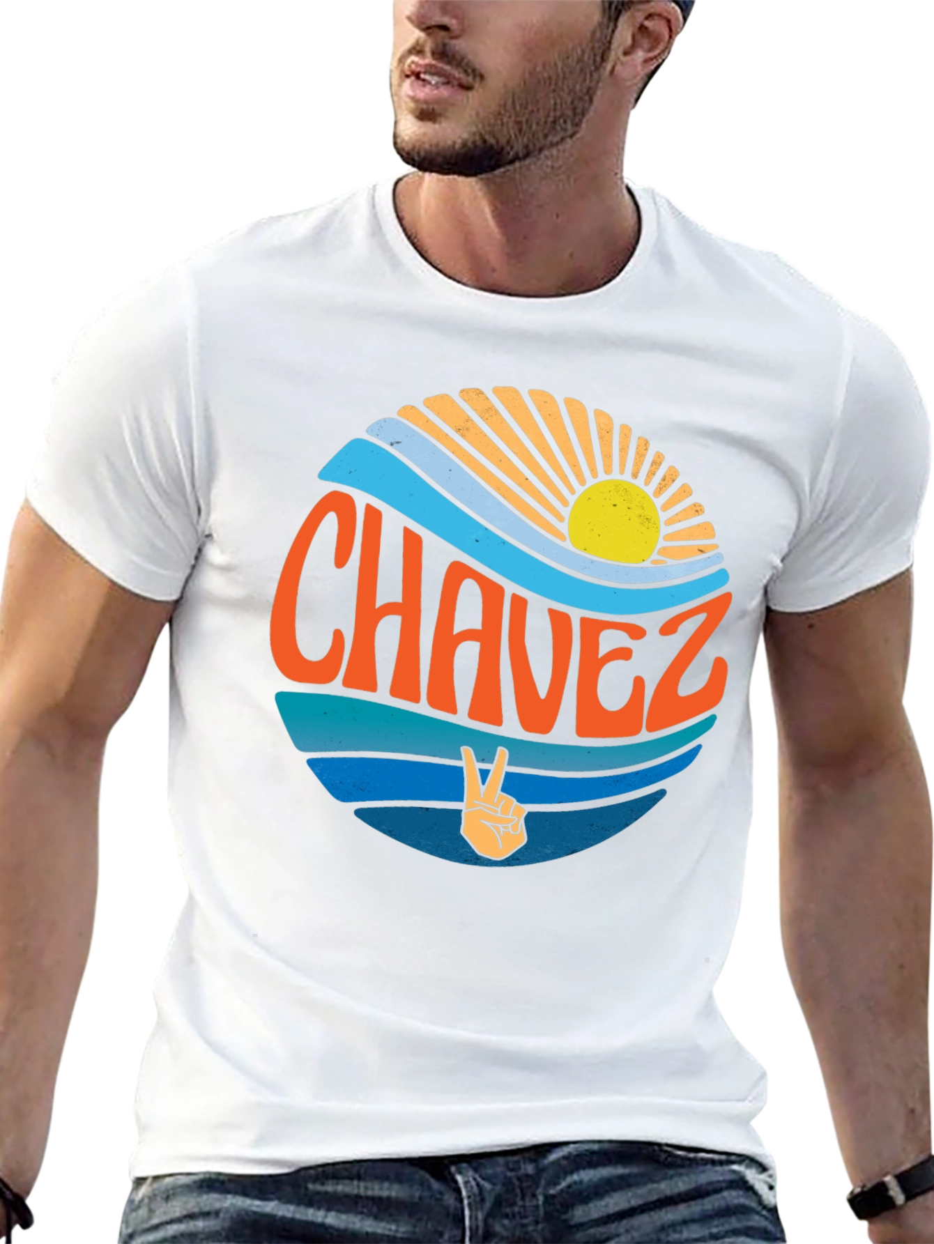 Chavez Graphic T-Shirt - Retro Peace Sign
