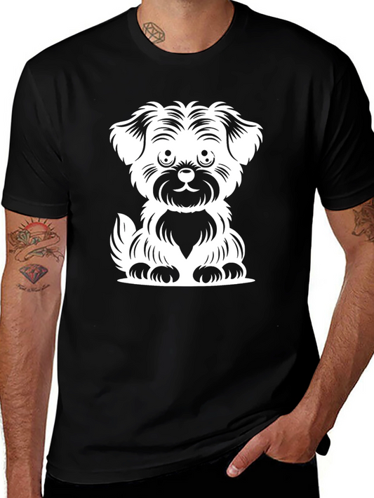 Dog Graphic Black T-Shirt Cute Puppy Design