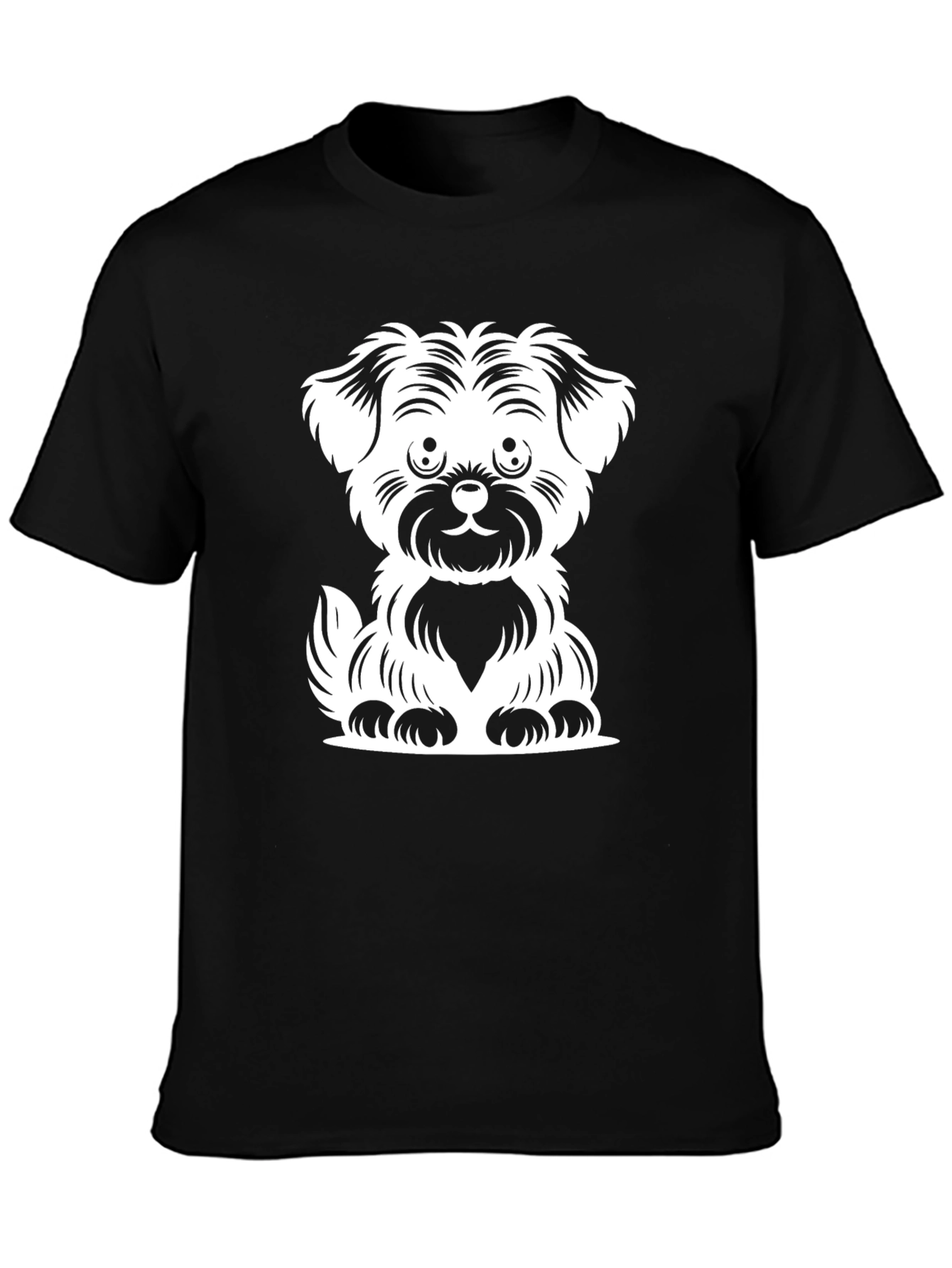 Dog Graphic Black T-Shirt Cute Puppy Design